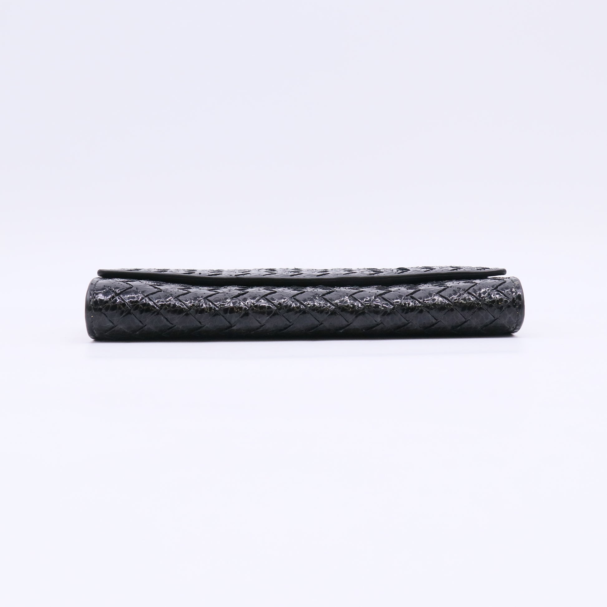 Bottega Veneta Grey Intrecciato Woven Leather French Flap Wallet W23088