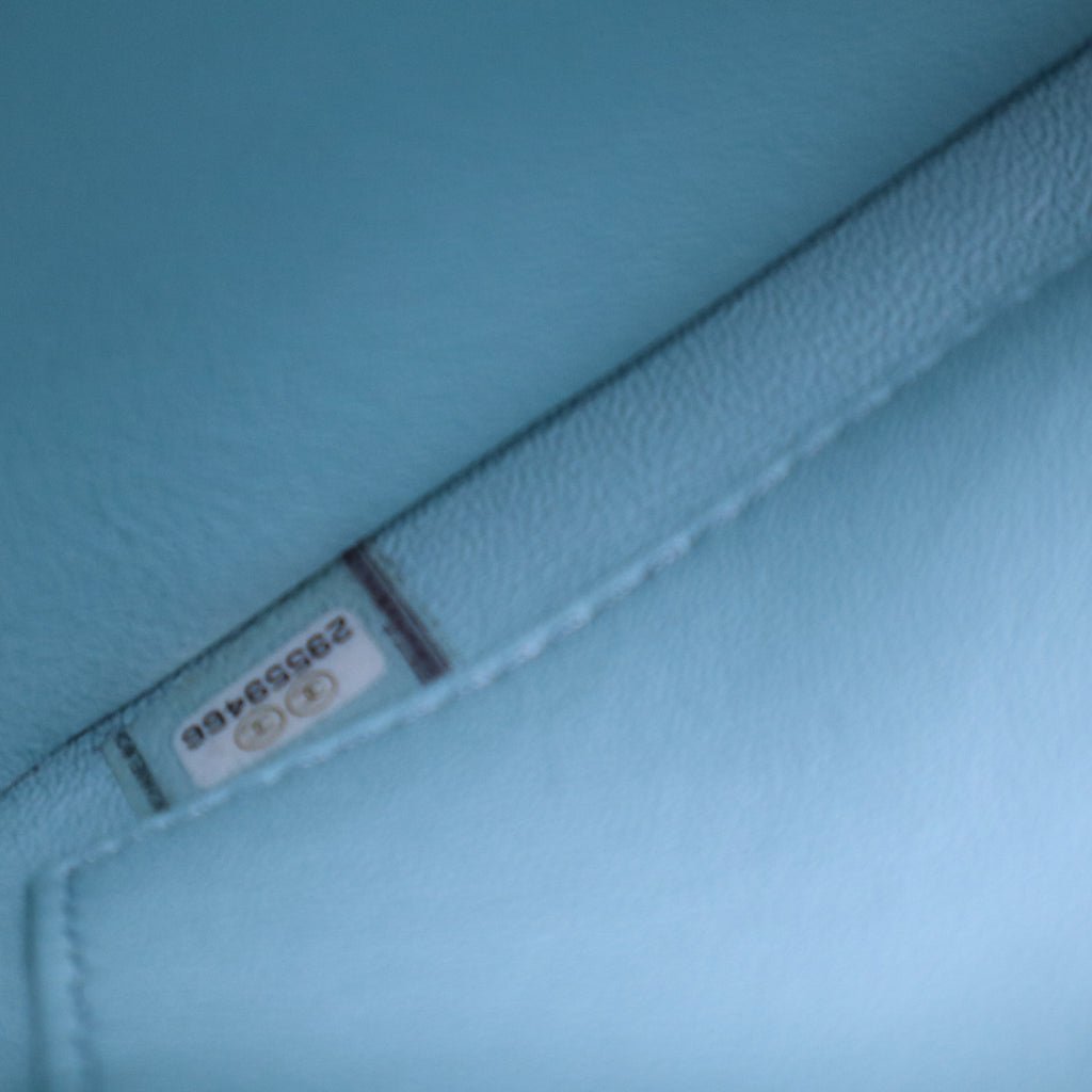 Lambskin Quilted Small Trendy CC Flap Dual Handle Bag Light Blue