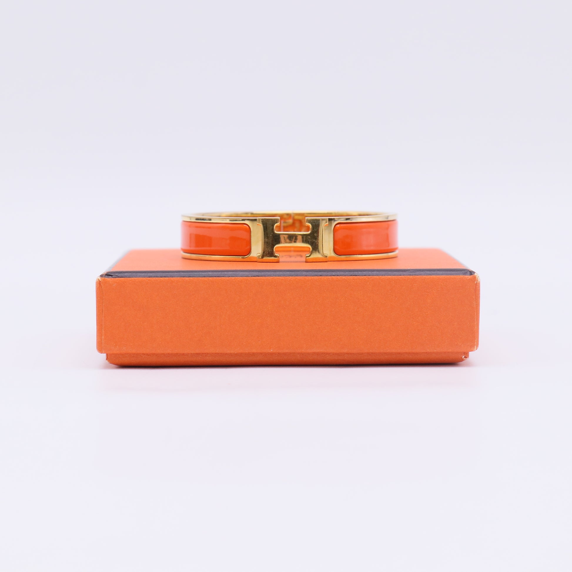 Hermes Clic H Bracelet Orange Fruité Gold Hardware twins W22638