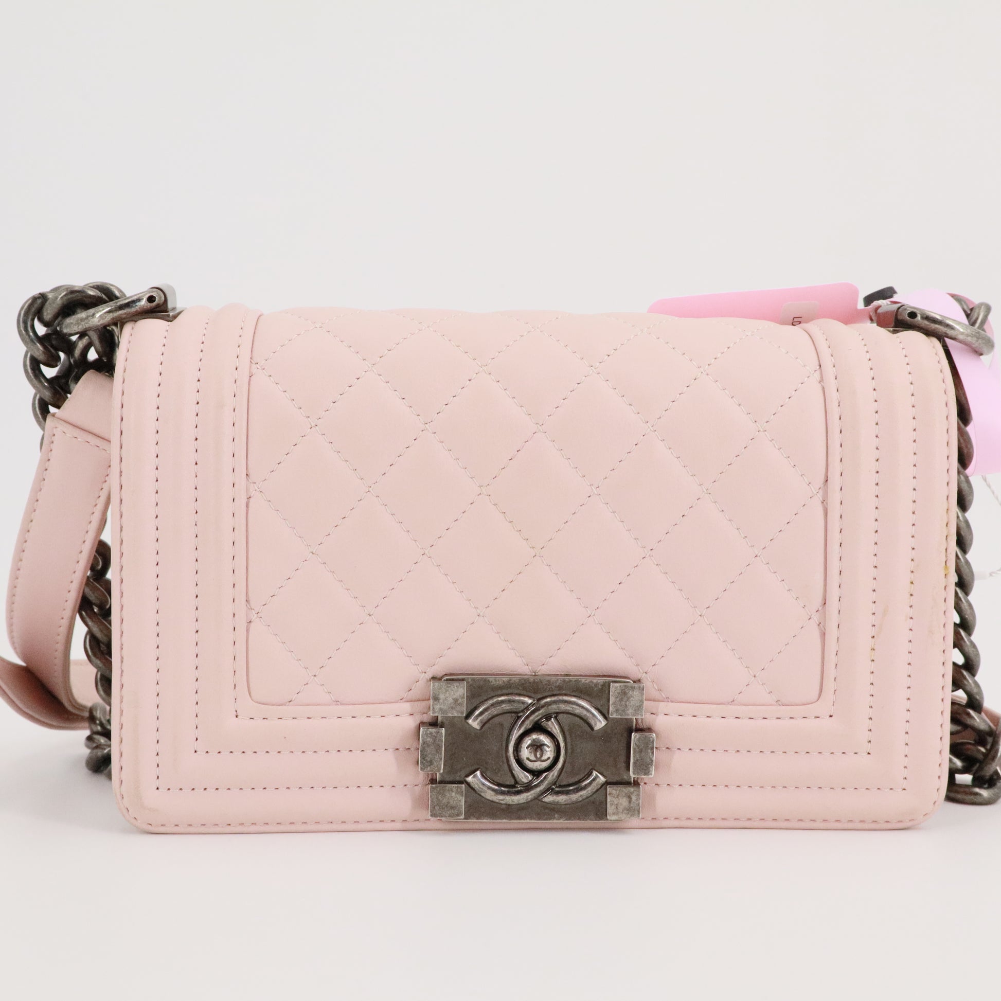 Lambskin Quilted Small Boy Flap Light Pink twins