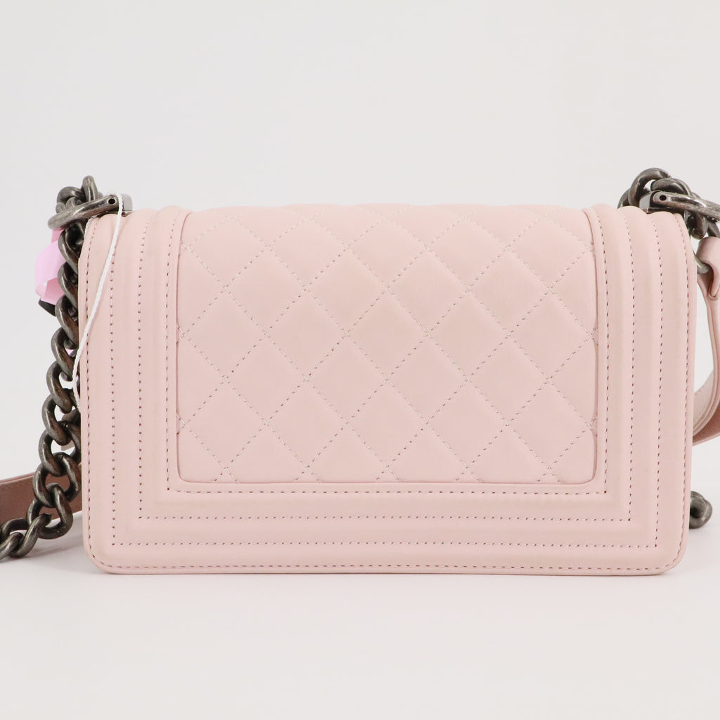 Lambskin Quilted Small Boy Flap Light Pink twins