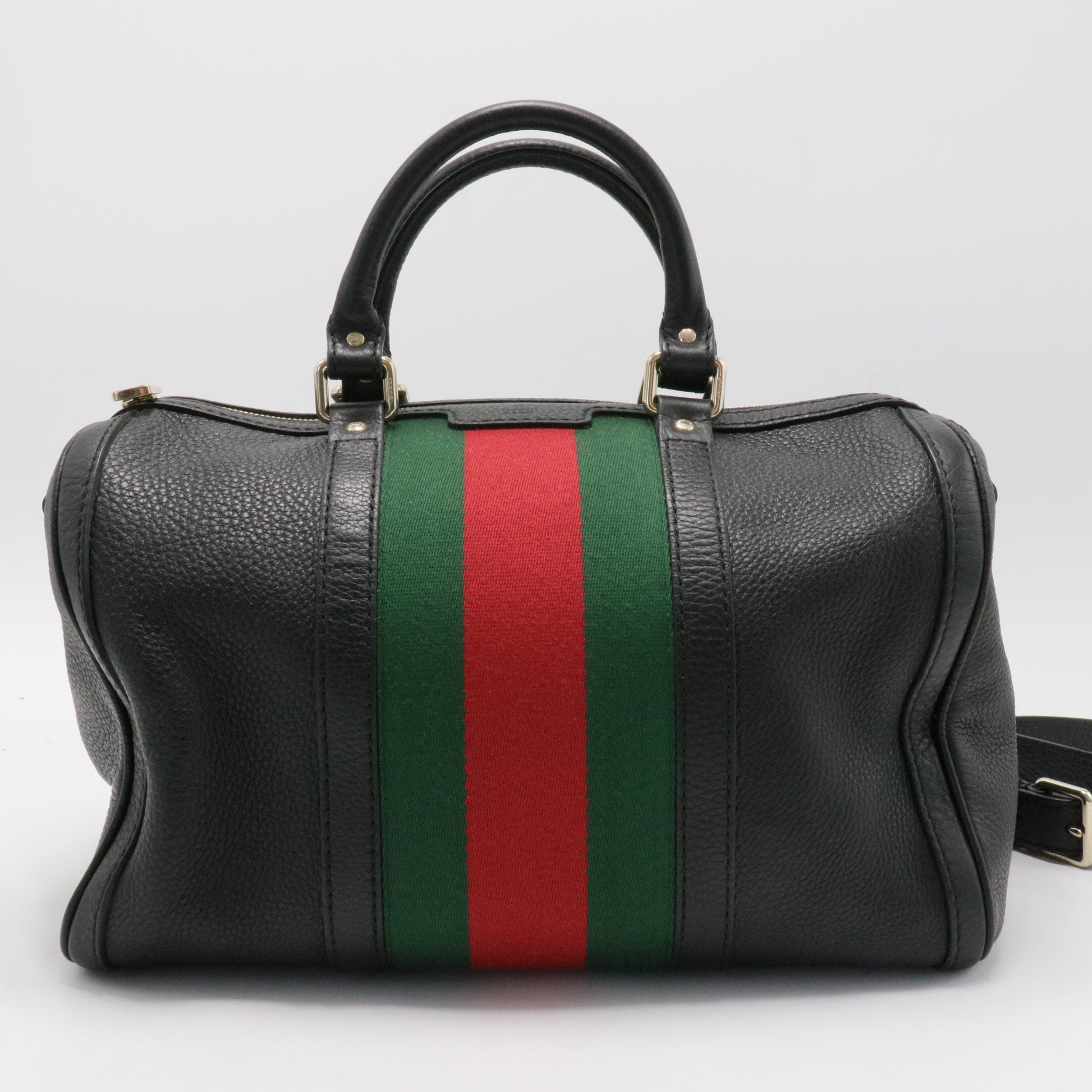 Vintage Web Boston Bag Leather Medium