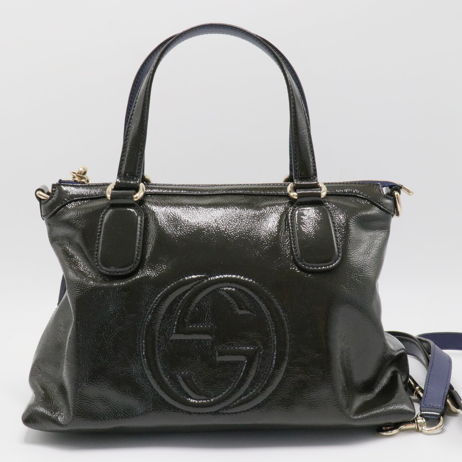 Gucci Soho Convertible Soft Top Handle Bag Patent