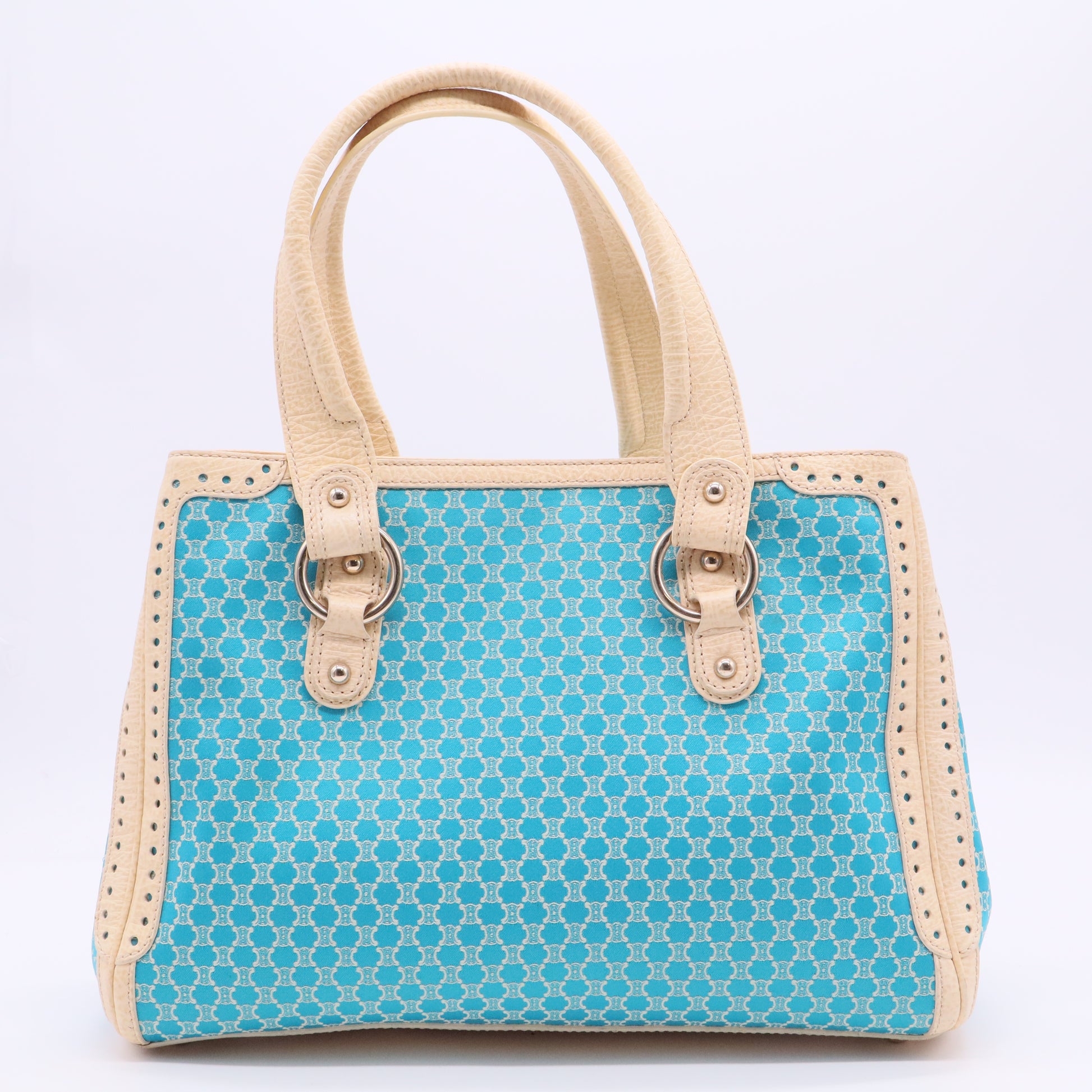 Vintage Blue Macadam Boogie Canvas Handbag White Light blue Twins