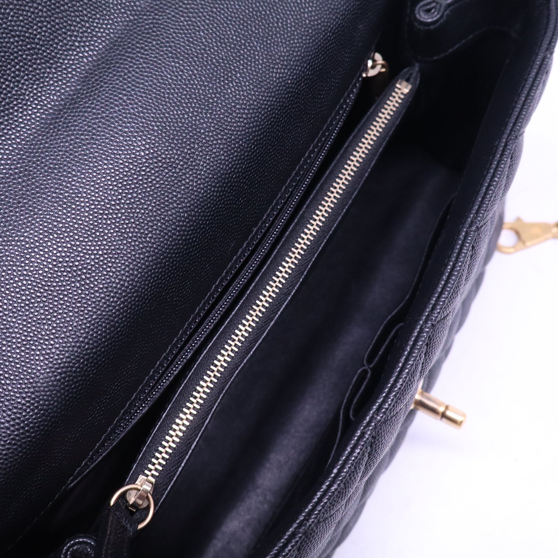Caviar Lizard Embossed Quilted Small Coco Handle Flap Black B21154