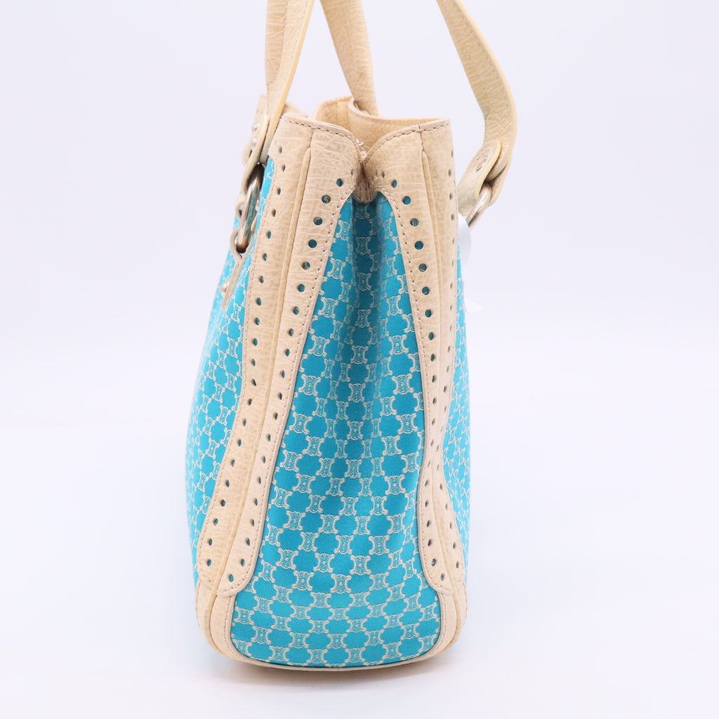 Vintage Blue Macadam Boogie Canvas Handbag White Light blue Twins