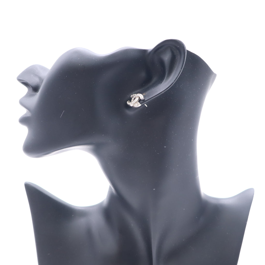 Chanel CC Stud Earrings Silver Hardware twins LDZ1055