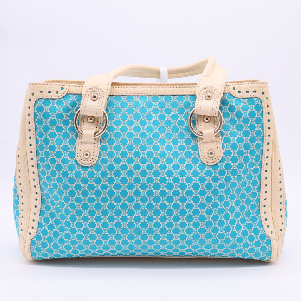 Vintage Blue Macadam Boogie Canvas Handbag White Light blue Twins