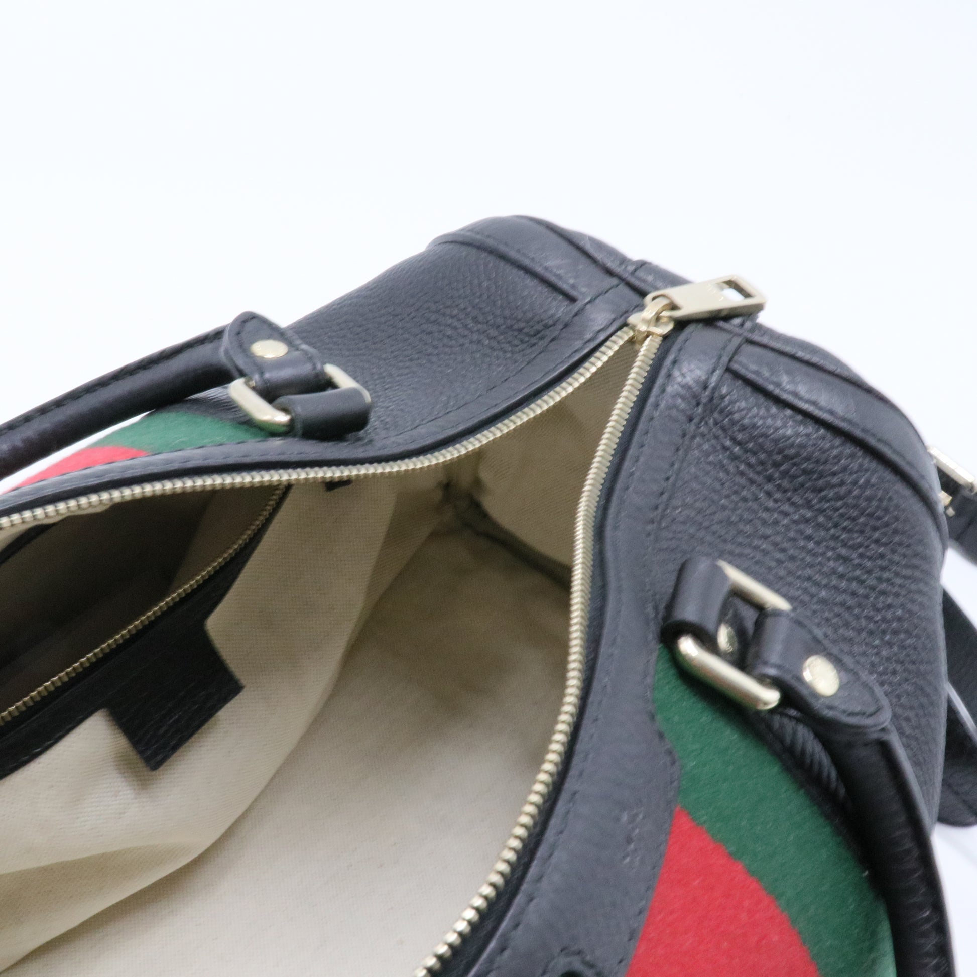 Vintage Web Boston Bag Leather Medium