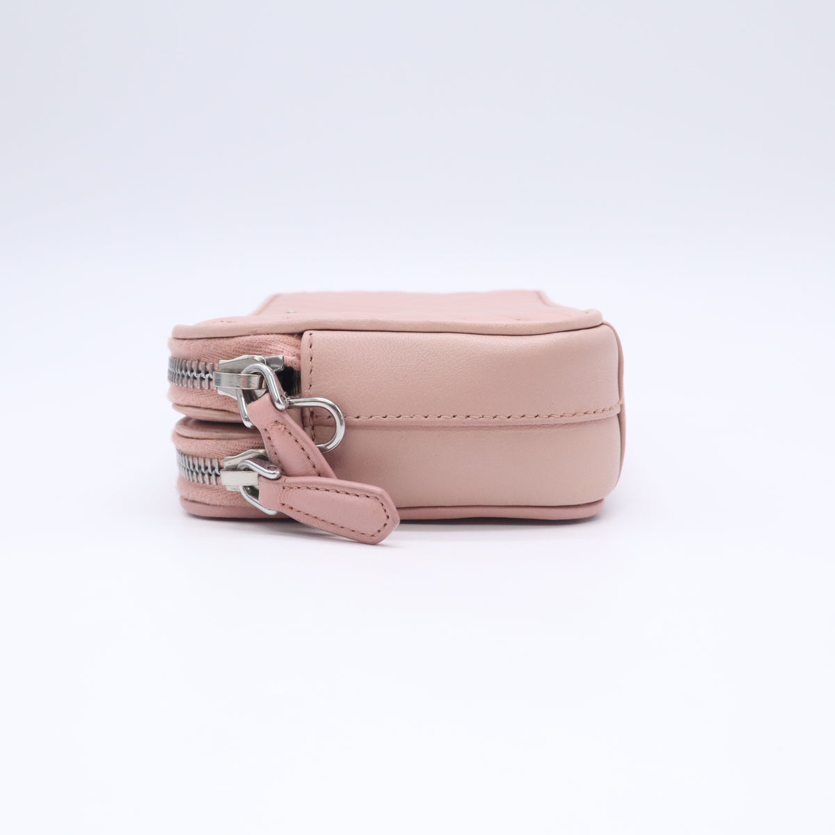 Double Zip Wallet on Chain Crossbody Chevron Leather Mini B24035