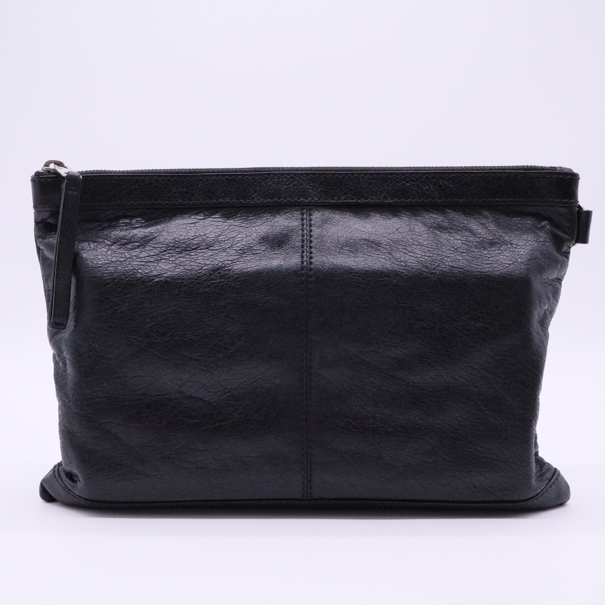 Black Motocross Classic Clip L Leather Clutch Bag