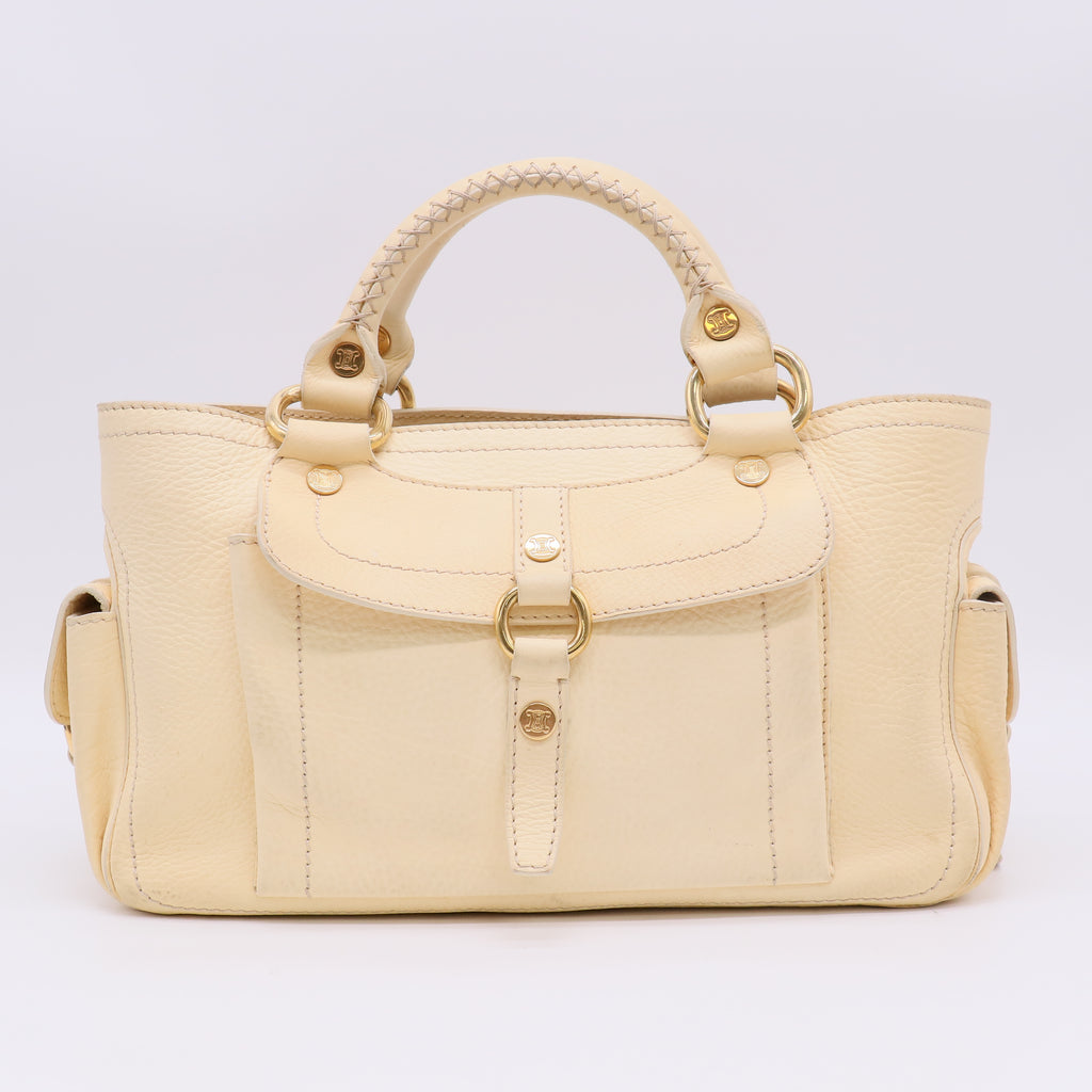 Celine Grained Leather Boogie Bag Butter Yellow Gold Hardware twins B23474
