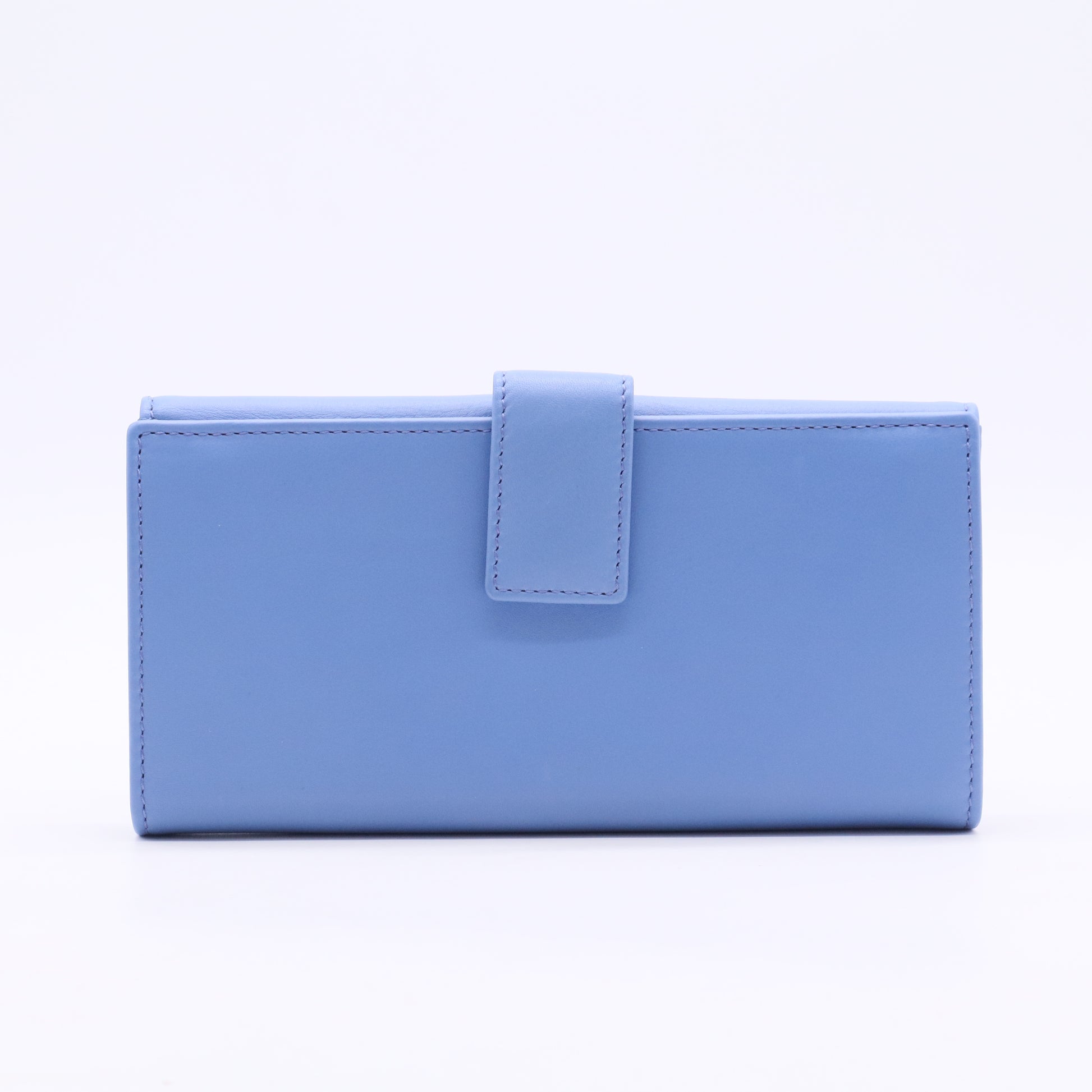 Blue Leather Wallet with Silver Hardware