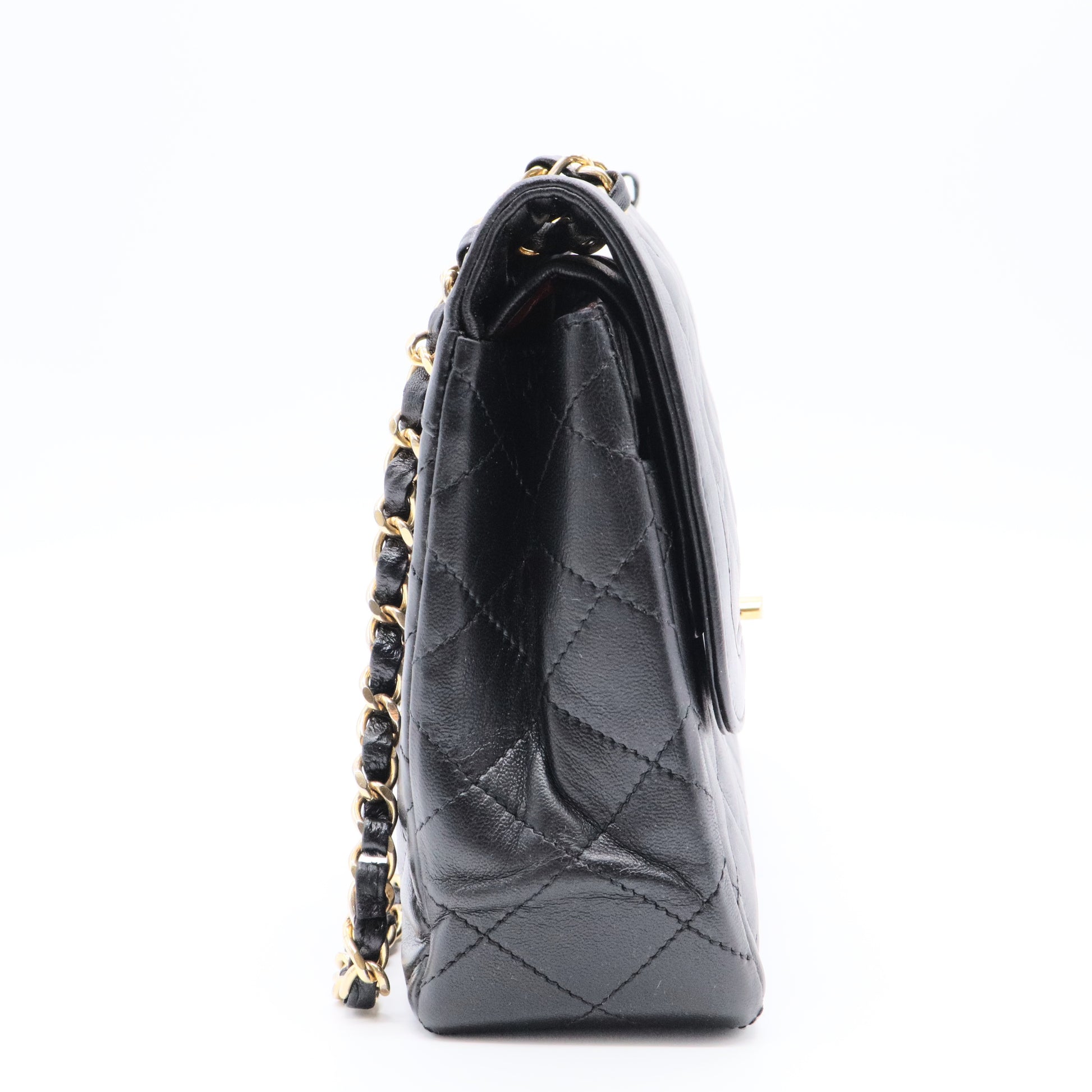 Lambskin Quilted Medium Double Flap Black