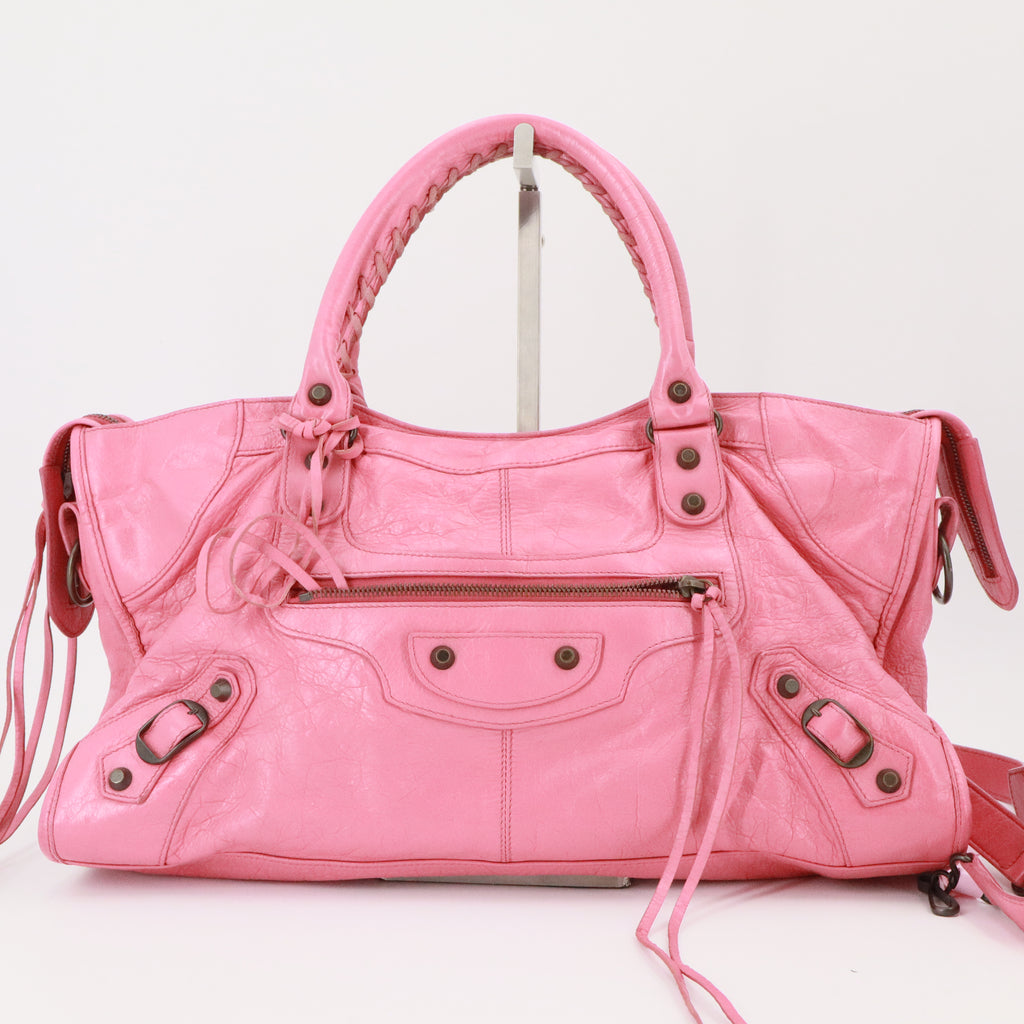 Pink Leather RH Part Time Tote twins