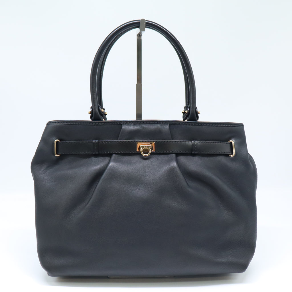 Gancini Lock Belted Satchel Leather Medium B22475