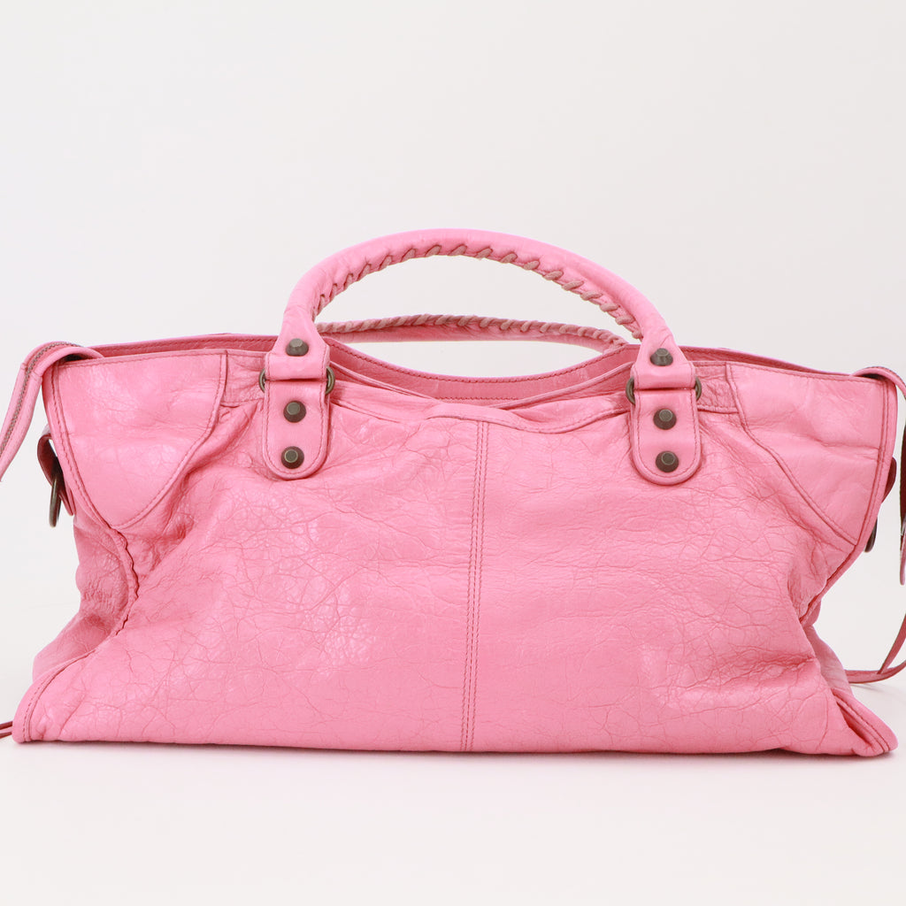 Pink Leather RH Part Time Tote twins