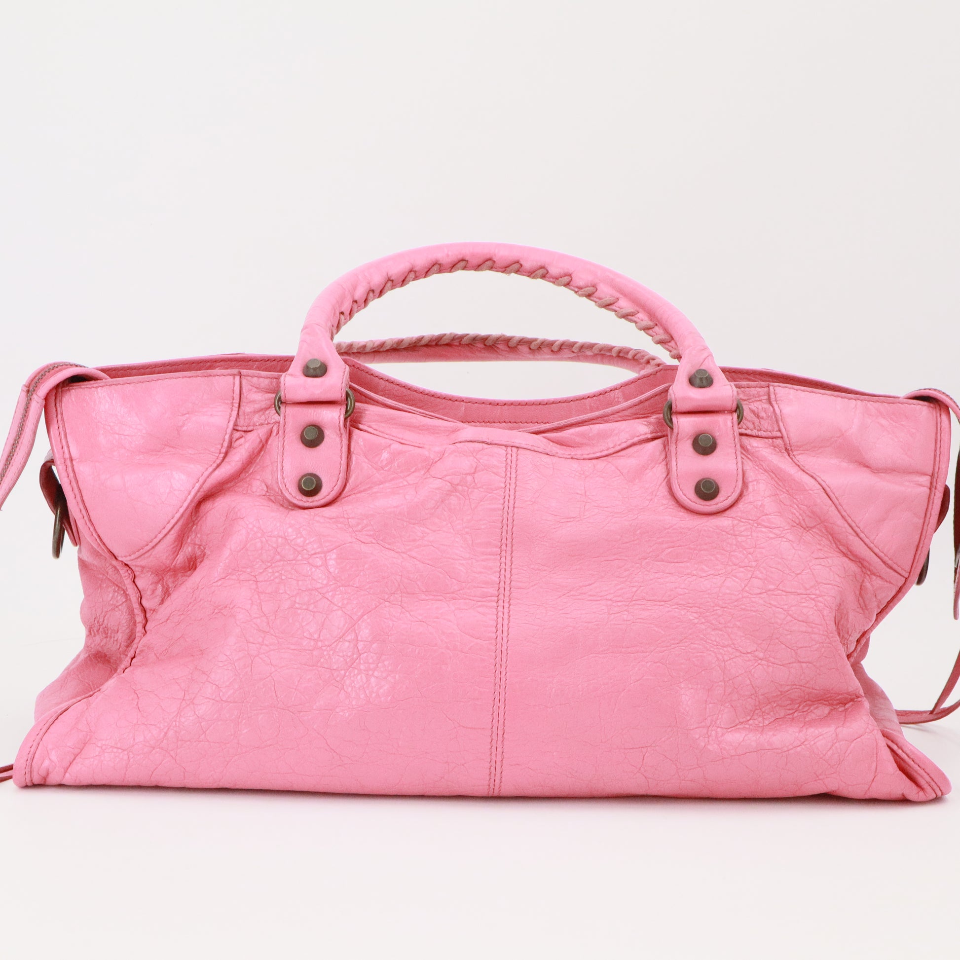 Pink Leather RH Part Time Tote twins