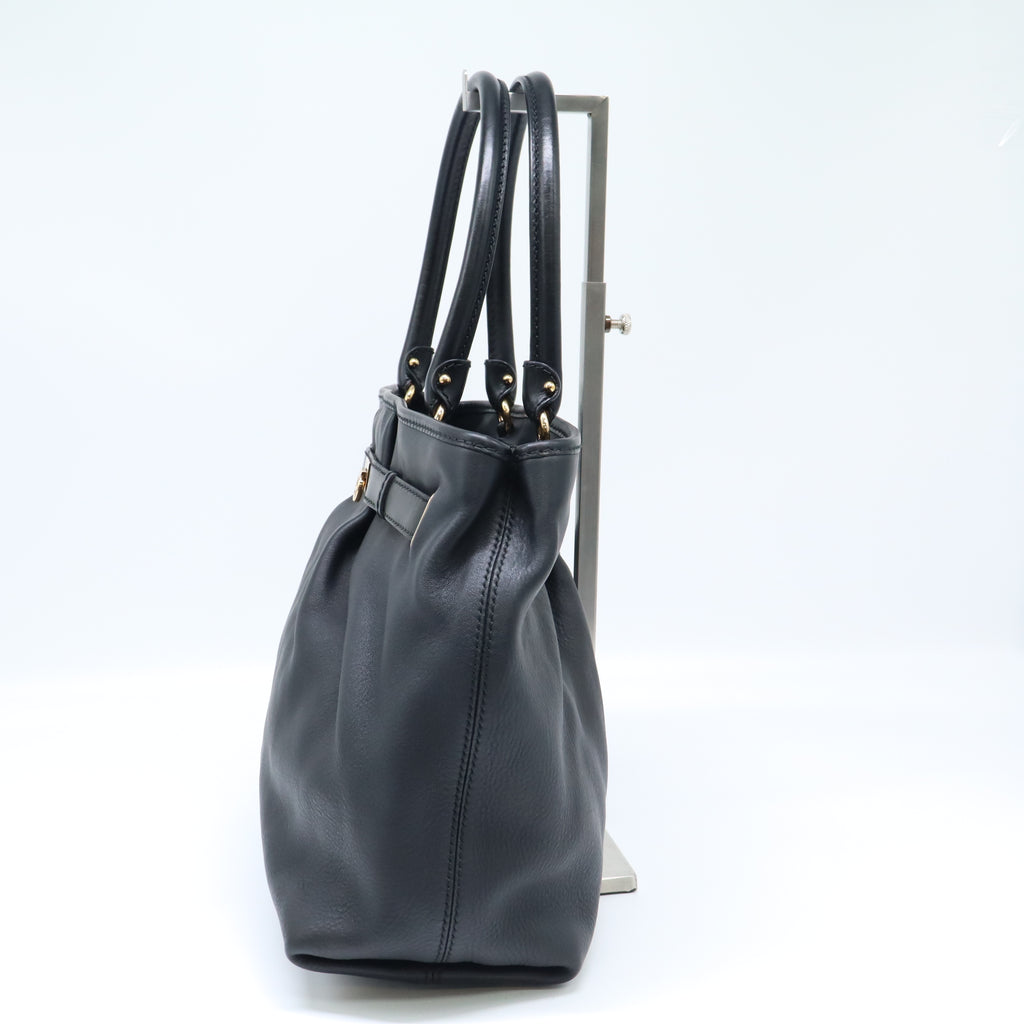 Gancini Lock Belted Satchel Leather Medium B22475