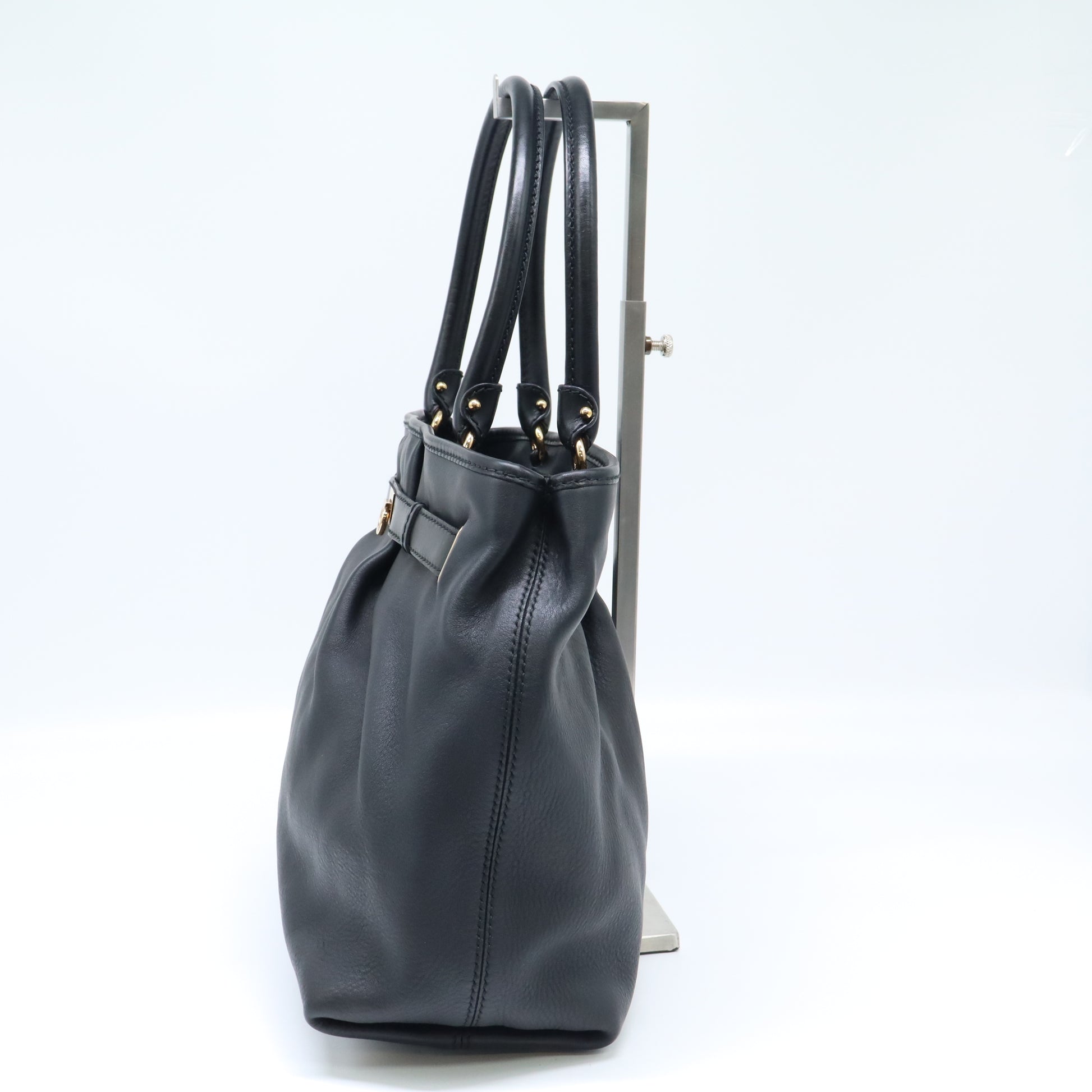 Gancini Lock Belted Satchel Leather Medium B22475