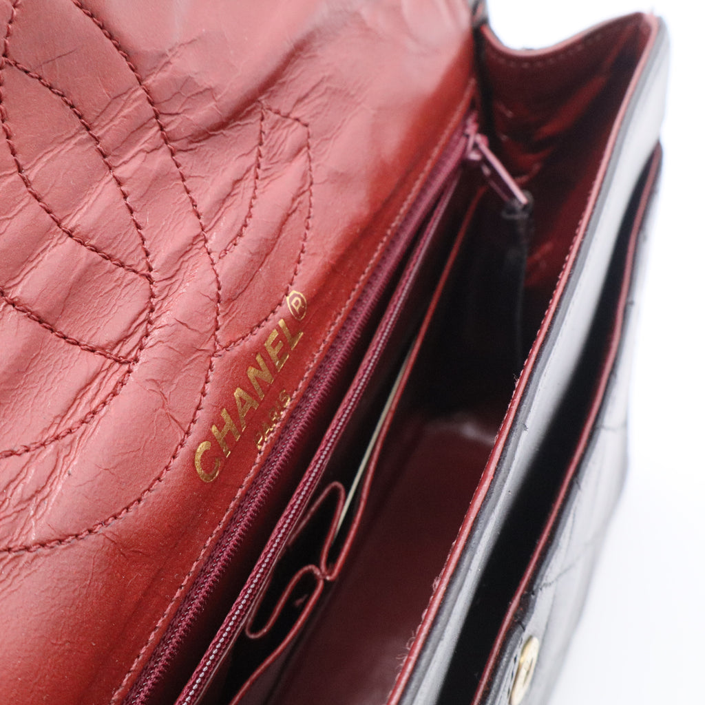 Lambskin Quilted Medium Double Flap Black