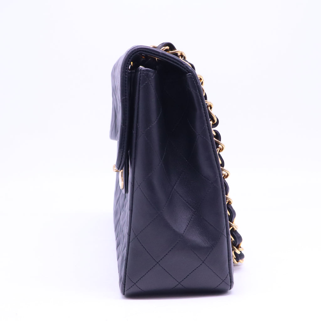 CHANEL Vintage Black and Gold Lambskin Beckham Bag 34 B21187