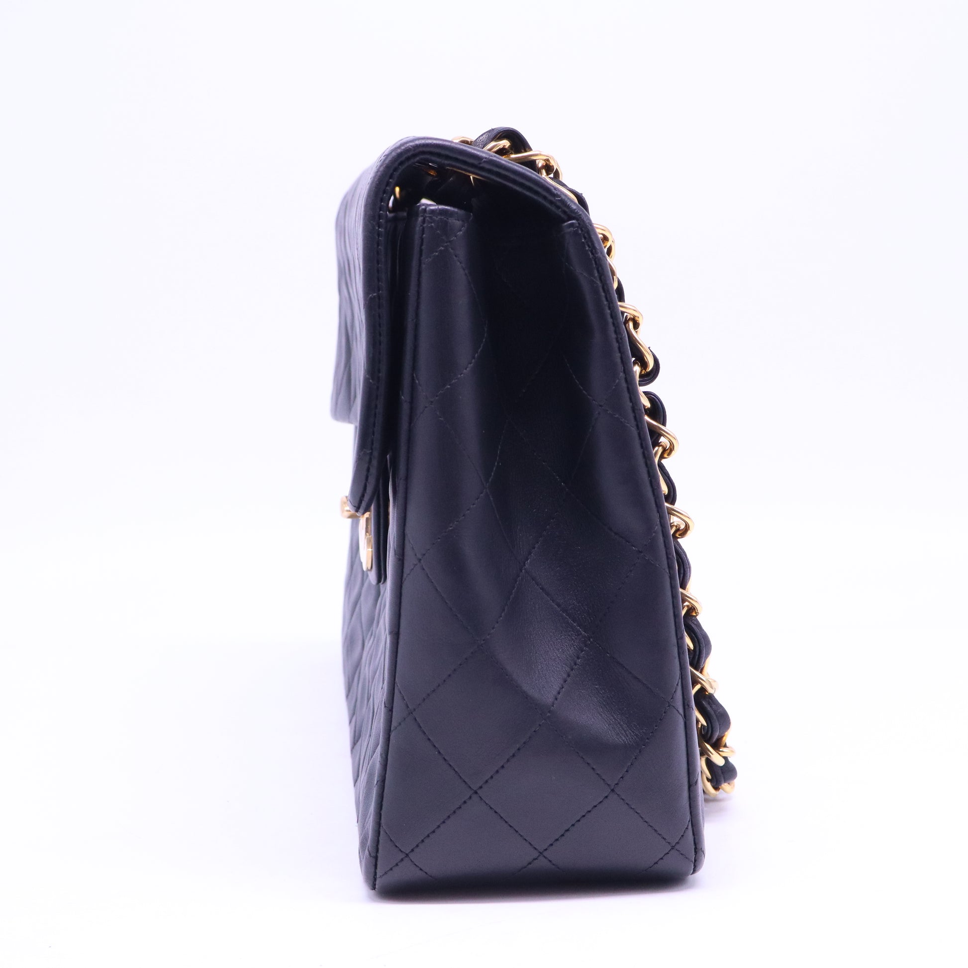 CHANEL Vintage Black and Gold Lambskin Beckham Bag 34 B21187
