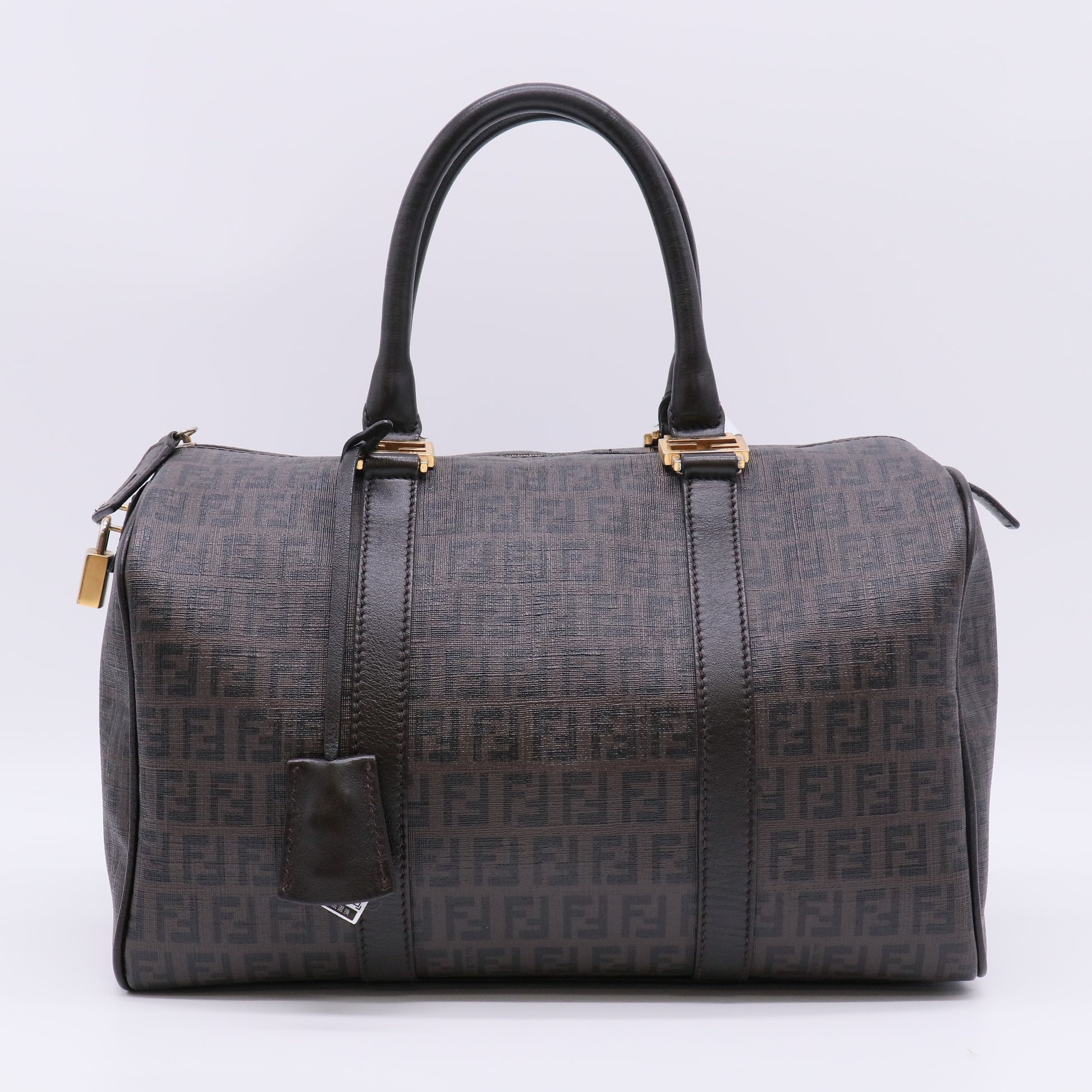 Fendi Zucca Coated Canvas Forever Bauletto Boston Bag twins B23461