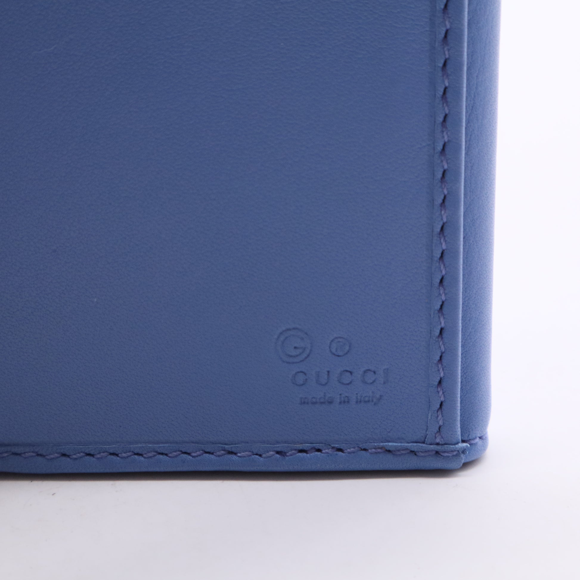 Blue Leather Wallet with Silver Hardware