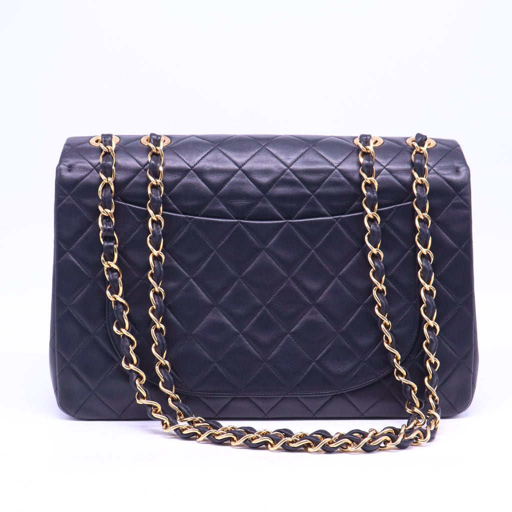 CHANEL Vintage Black and Gold Lambskin Beckham Bag 34 B21187