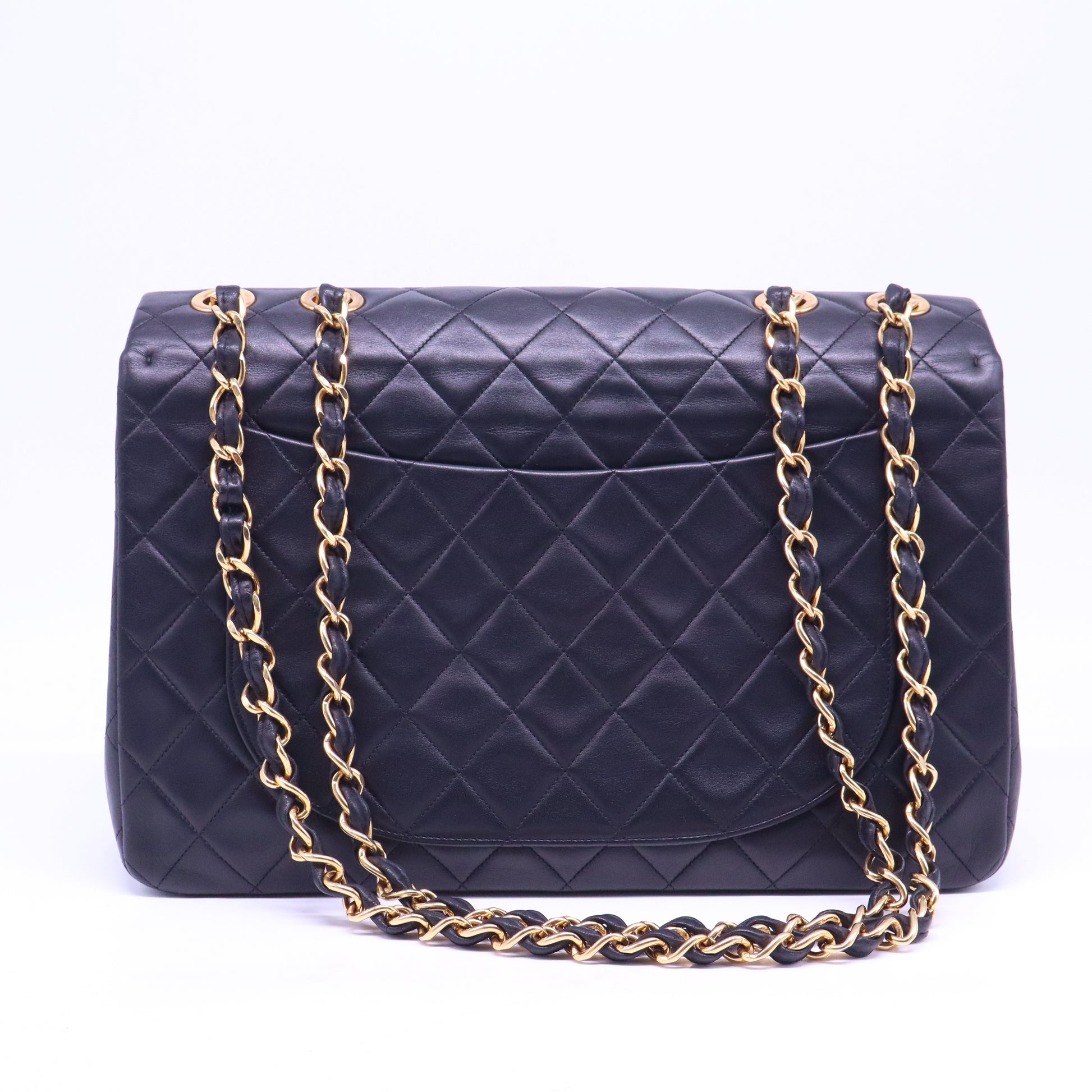 CHANEL Vintage Black and Gold Lambskin Beckham Bag 34 B21187