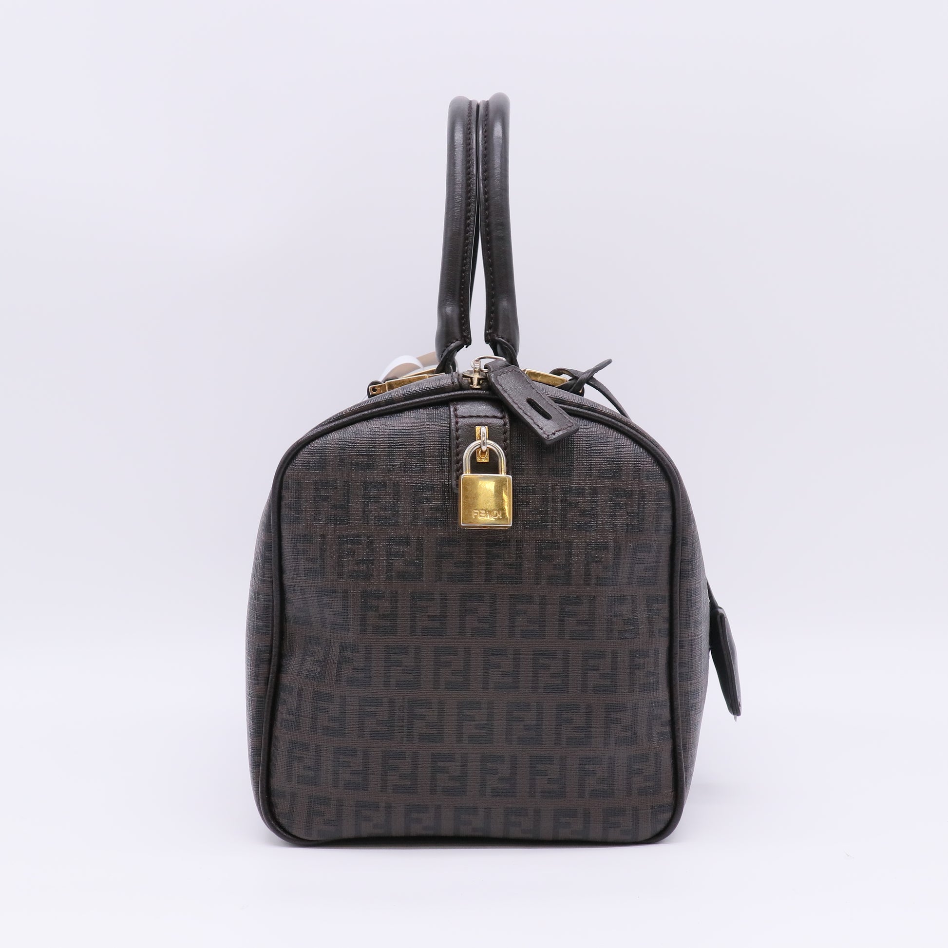 Fendi Zucca Coated Canvas Forever Bauletto Boston Bag twins B23461
