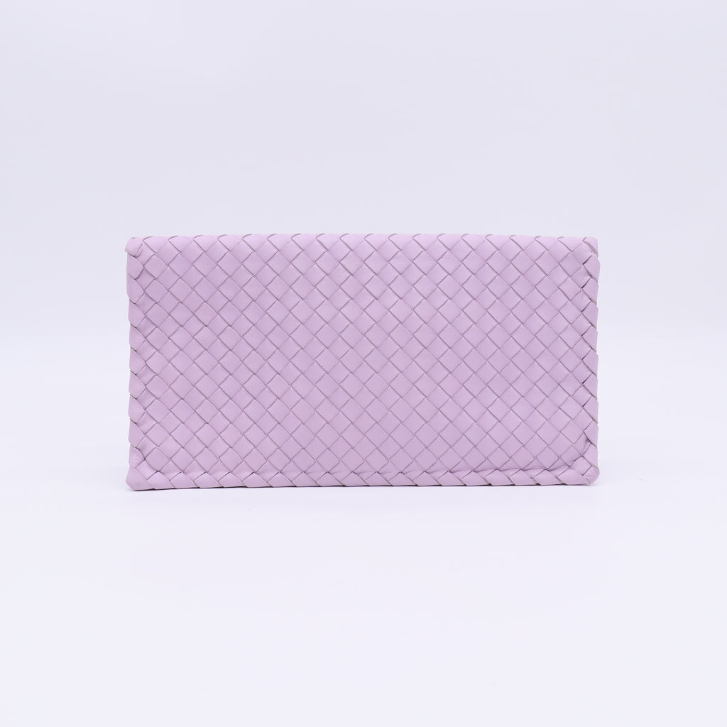 Bottega Veneta Light Purple Intrecciato Woven Leather Turnlock Clutch Bag W23060