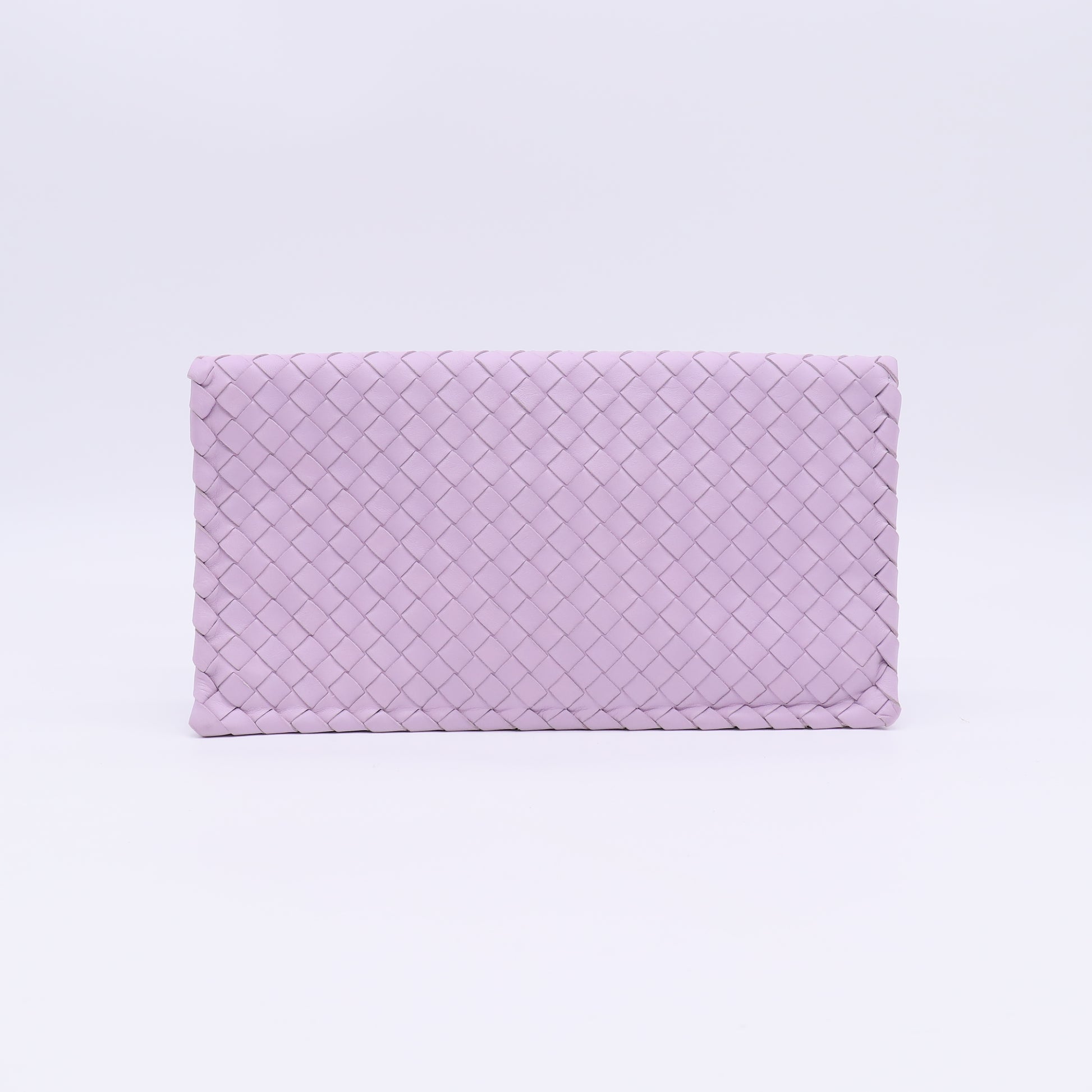 Bottega Veneta Light Purple Intrecciato Woven Leather Turnlock Clutch Bag W23060