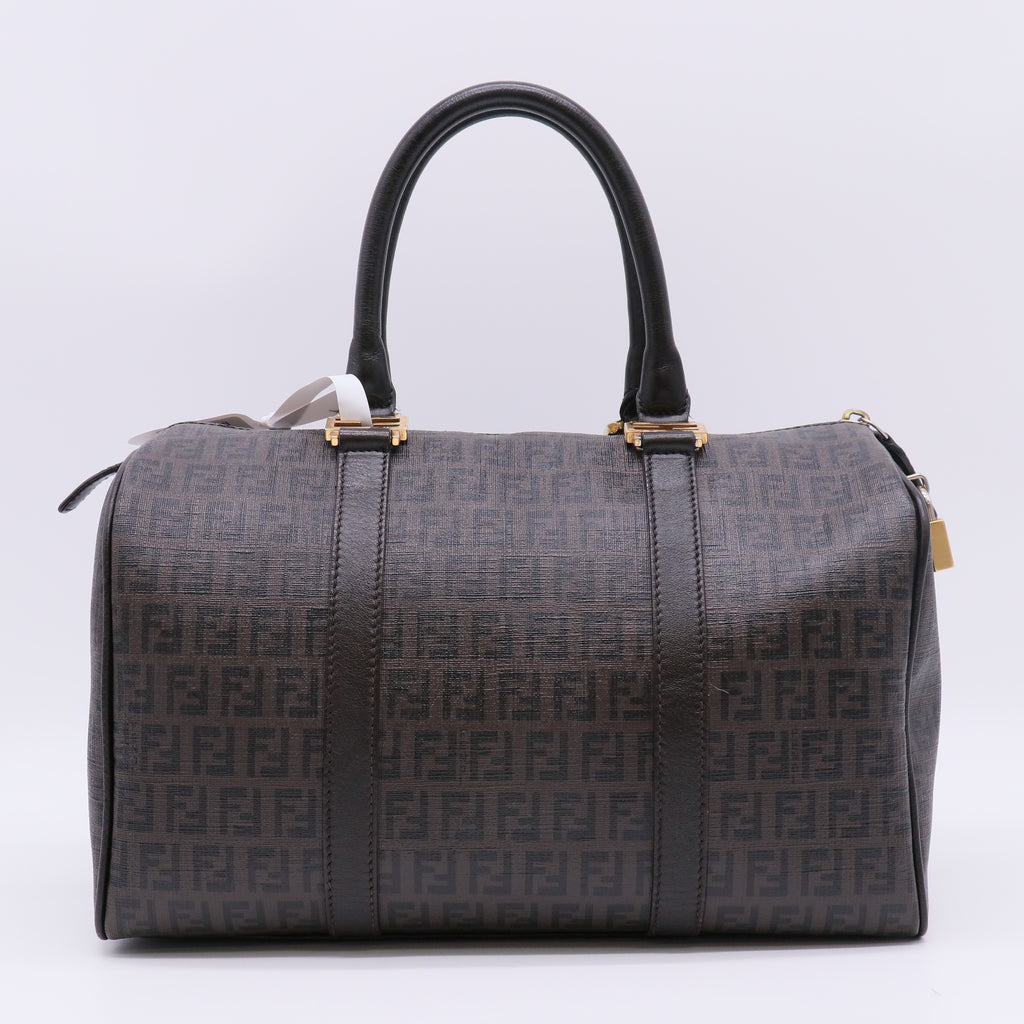 Fendi Zucca Coated Canvas Forever Bauletto Boston Bag twins B23461