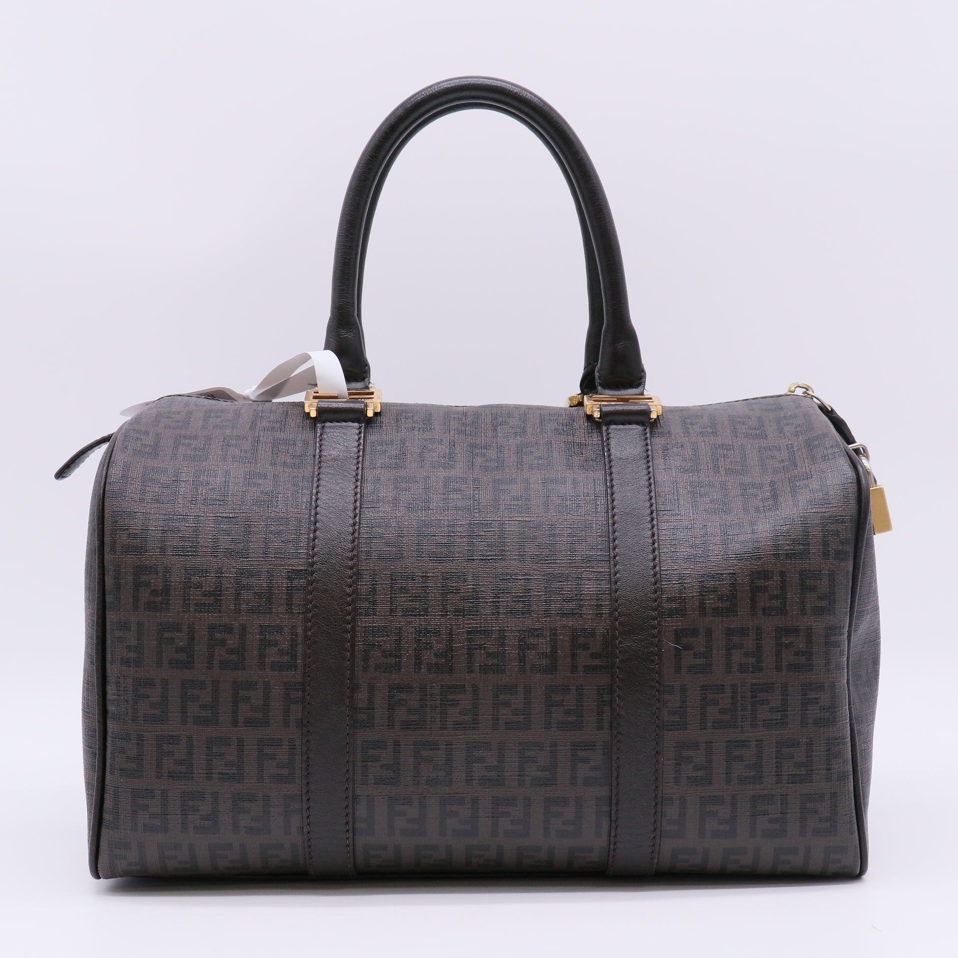 Fendi Zucca Coated Canvas Forever Bauletto Boston Bag twins B23461