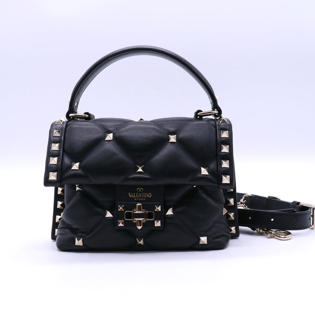 Black Quilted Lambskin Leather Candystud Mini Flap Bag B21160