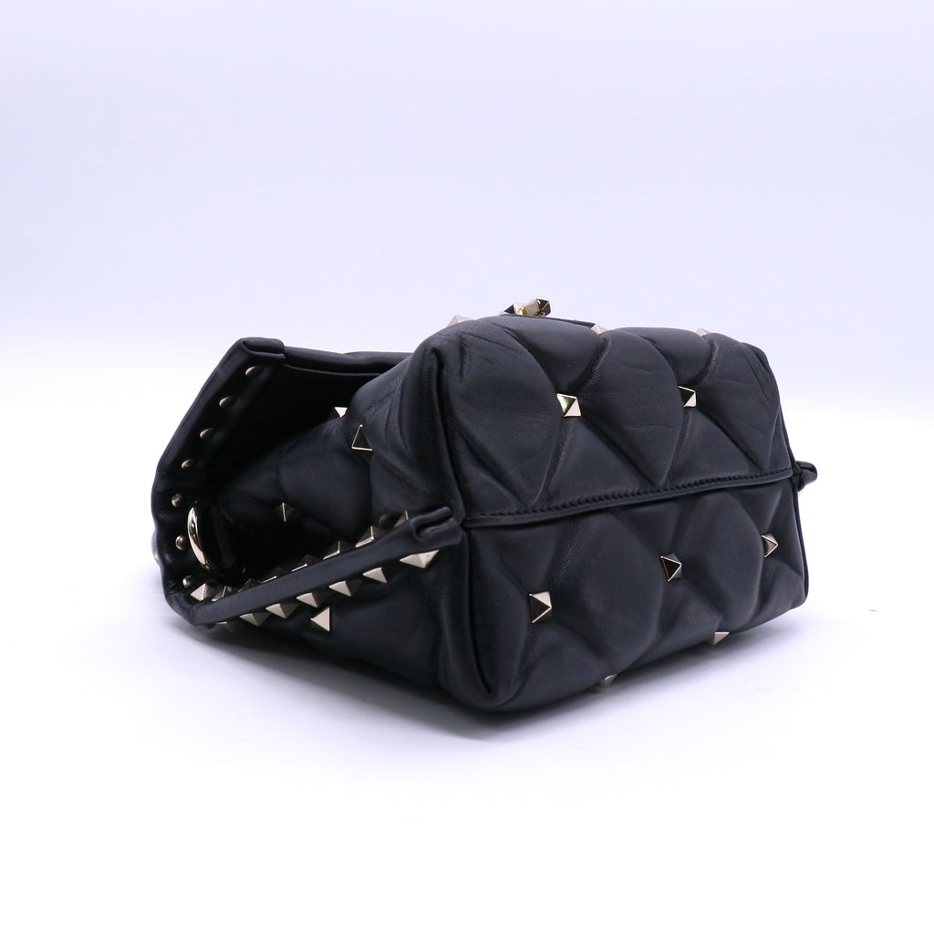 Black Quilted Lambskin Leather Candystud Mini Flap Bag B21160