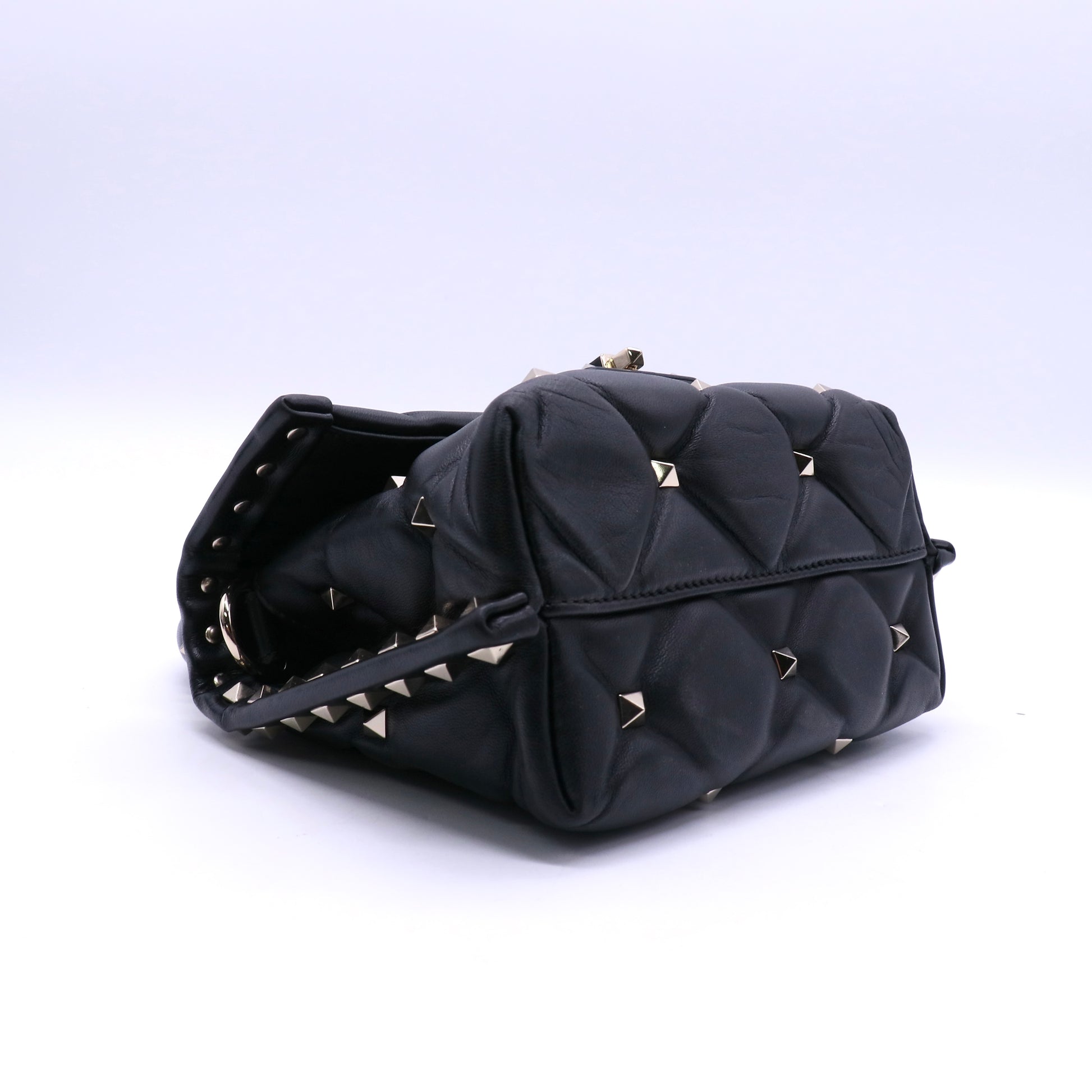Black Quilted Lambskin Leather Candystud Mini Flap Bag B21160
