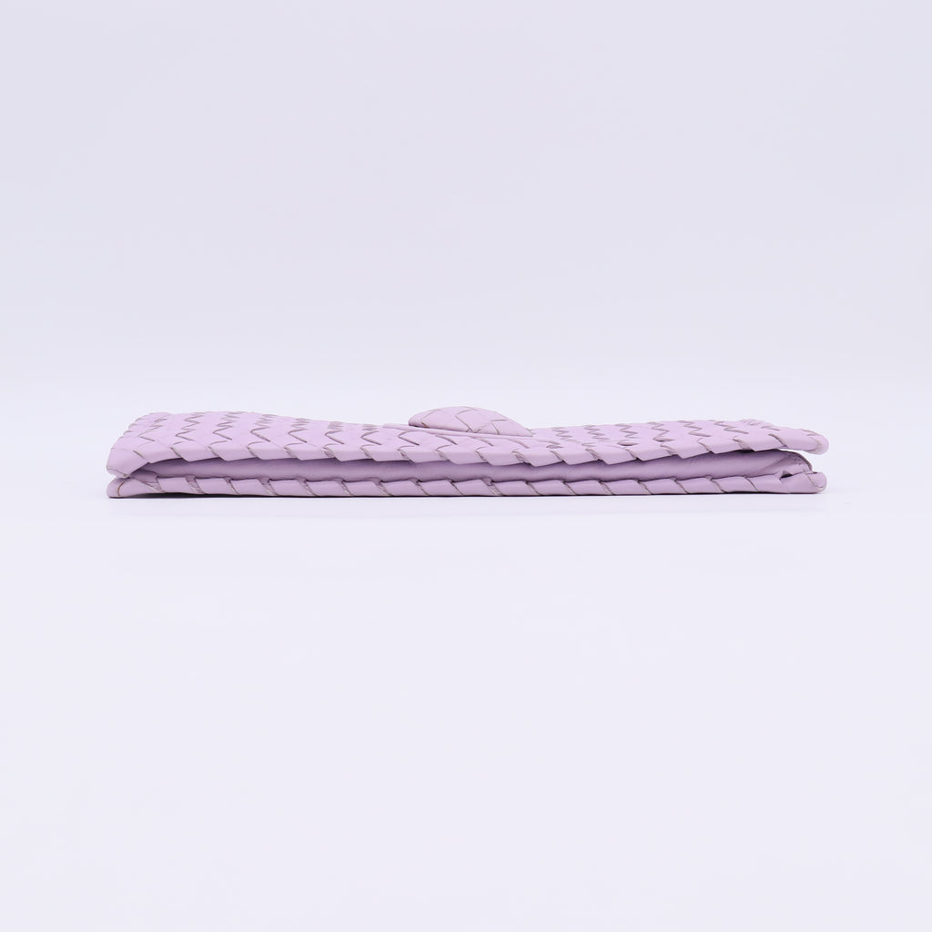 Bottega Veneta Light Purple Intrecciato Woven Leather Turnlock Clutch Bag W23060