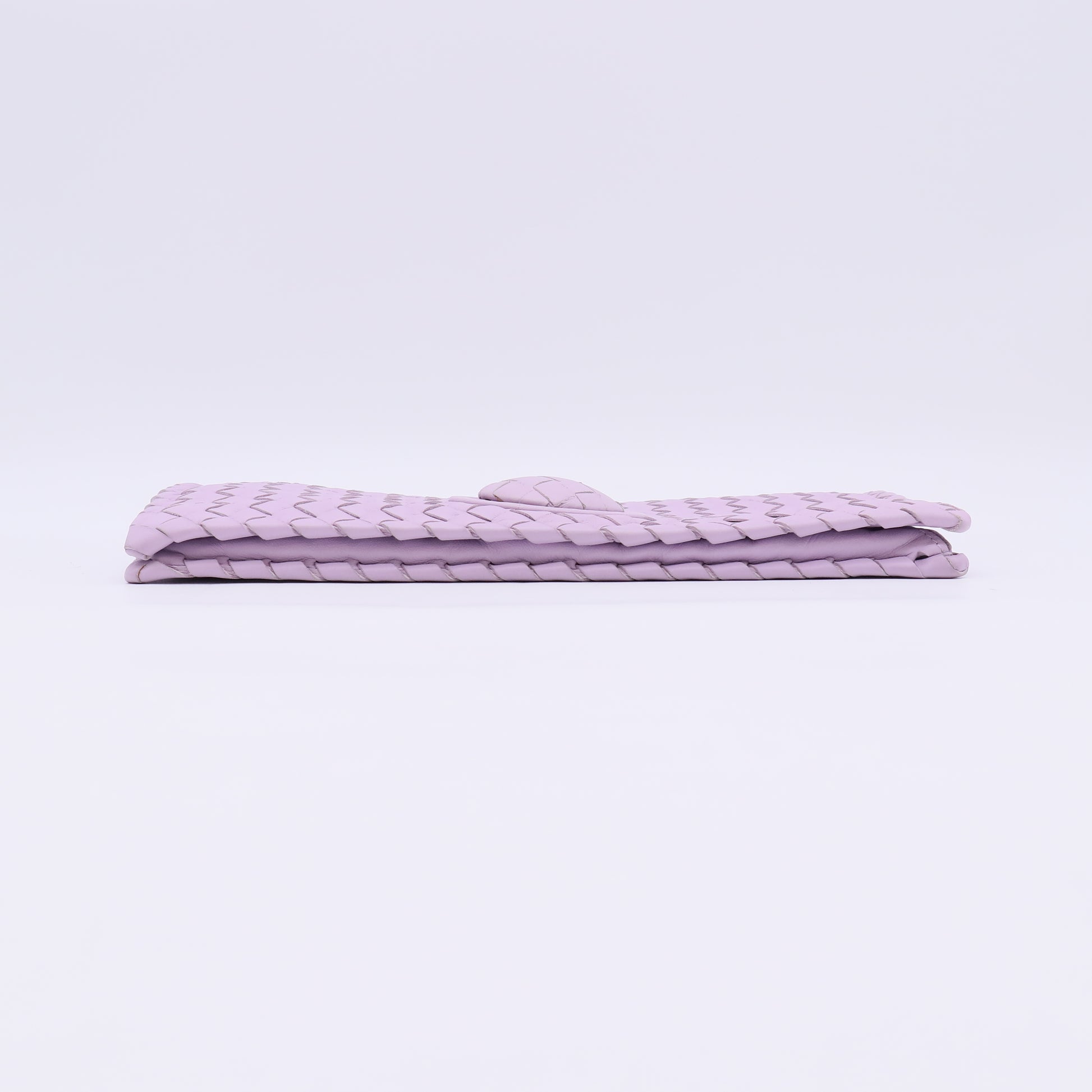 Bottega Veneta Light Purple Intrecciato Woven Leather Turnlock Clutch Bag W23060