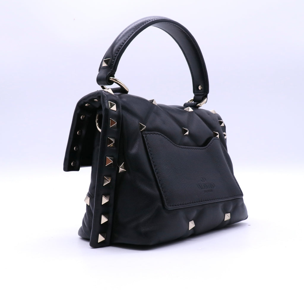 Black Quilted Lambskin Leather Candystud Mini Flap Bag B21160
