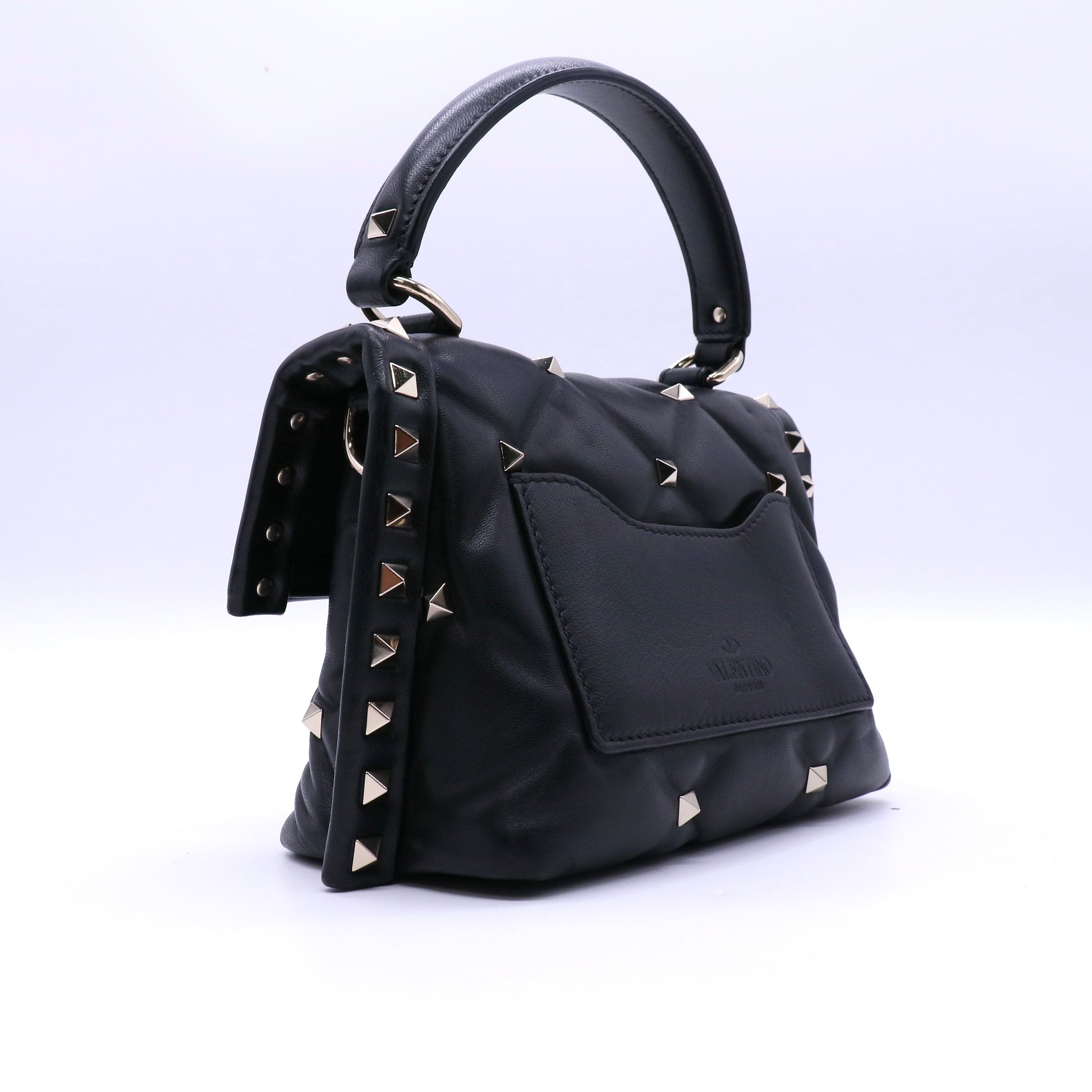 Black Quilted Lambskin Leather Candystud Mini Flap Bag B21160