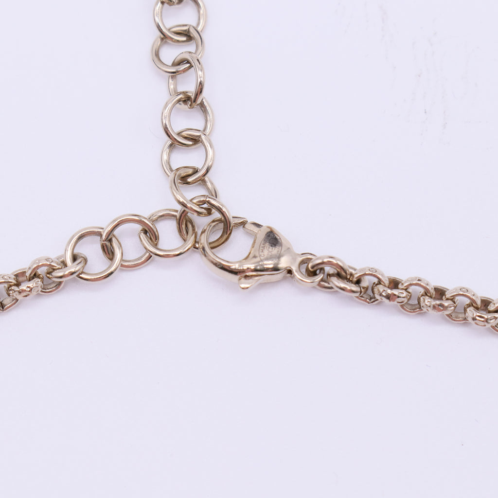 Chanel Pearl Crystal Resin CC Heart Short Necklace Pink Gold White Twins LDJ4168