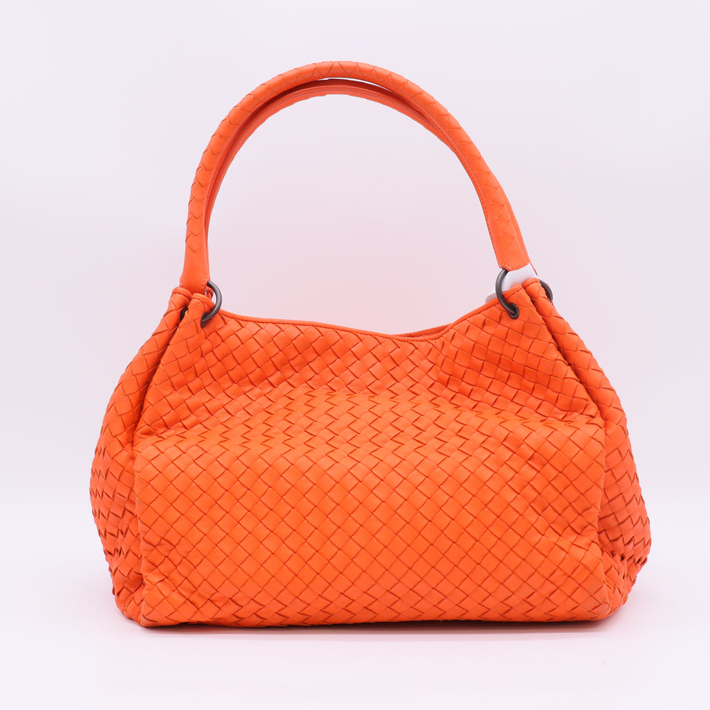 Bottega Veneta Nappa Intrecciato Parachute Tote Bag Orange twins B23453