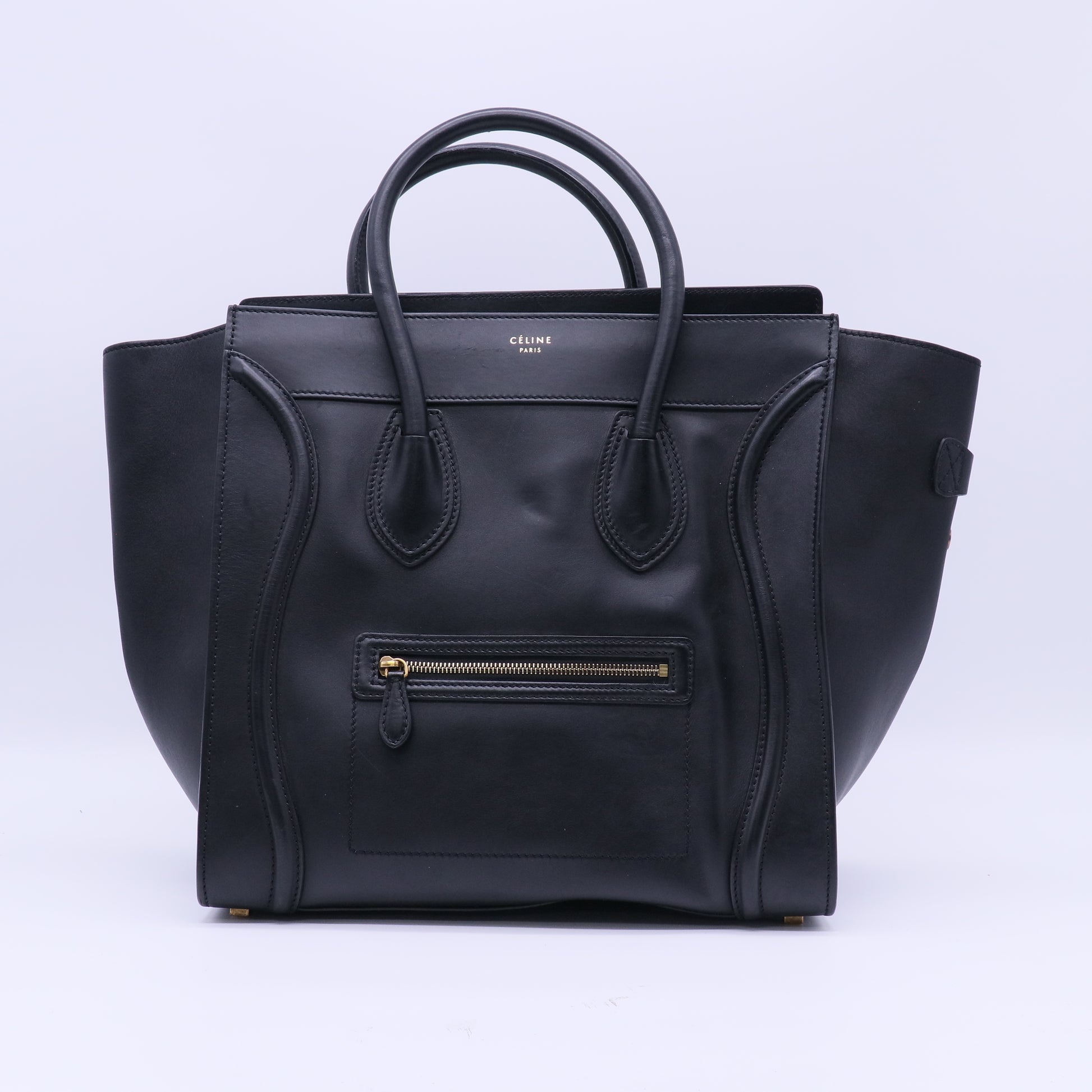 Celine Black Smooth Calfskin Leather Large Luggage Tote Bag twins B20324