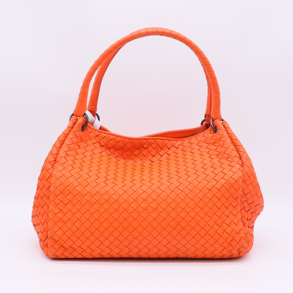 Bottega Veneta Nappa Intrecciato Parachute Tote Bag Orange twins B23453