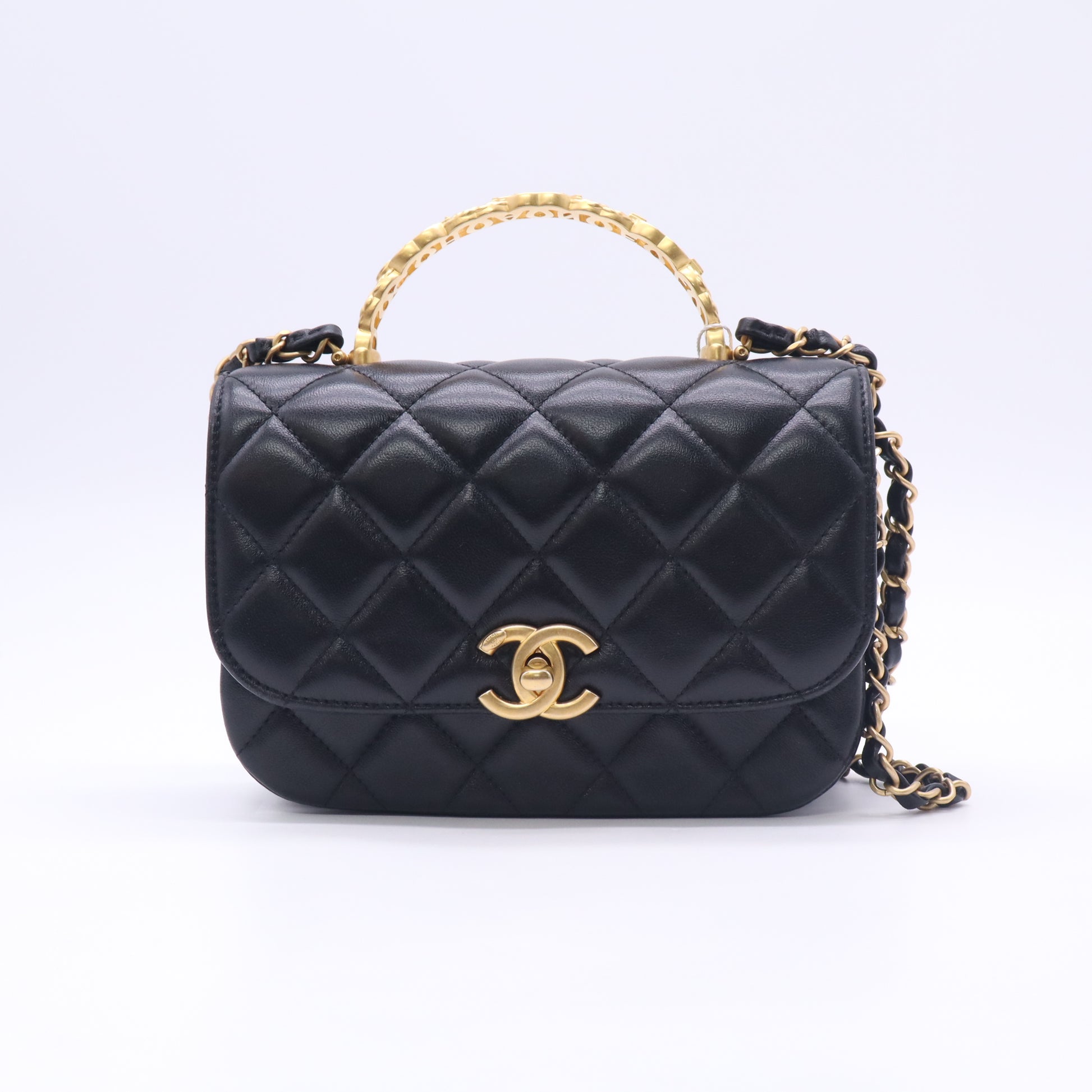 Chanel AS4808 Mini Quilted Flap Bag with Ornamental Filigree Top Handle twins LDJ5831