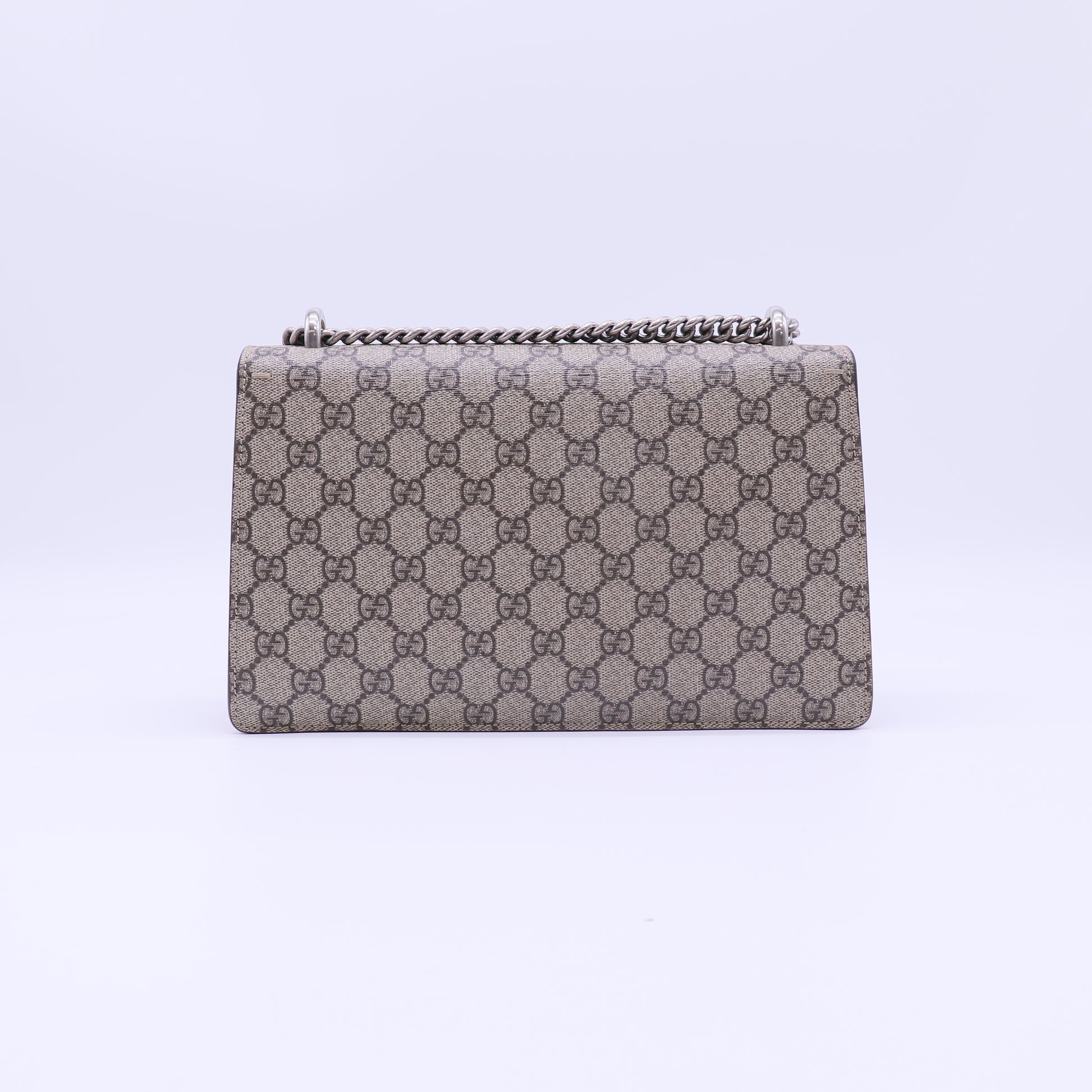 GG Supreme Monogram Suede Cudu Medium Dionysus Shoulder Bag Beige Ebony Vulcanic Red B22309