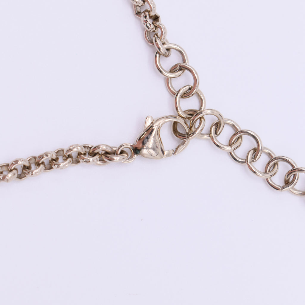 Chanel Pearl Crystal Resin CC Heart Short Necklace Pink Gold White Twins LDJ4168